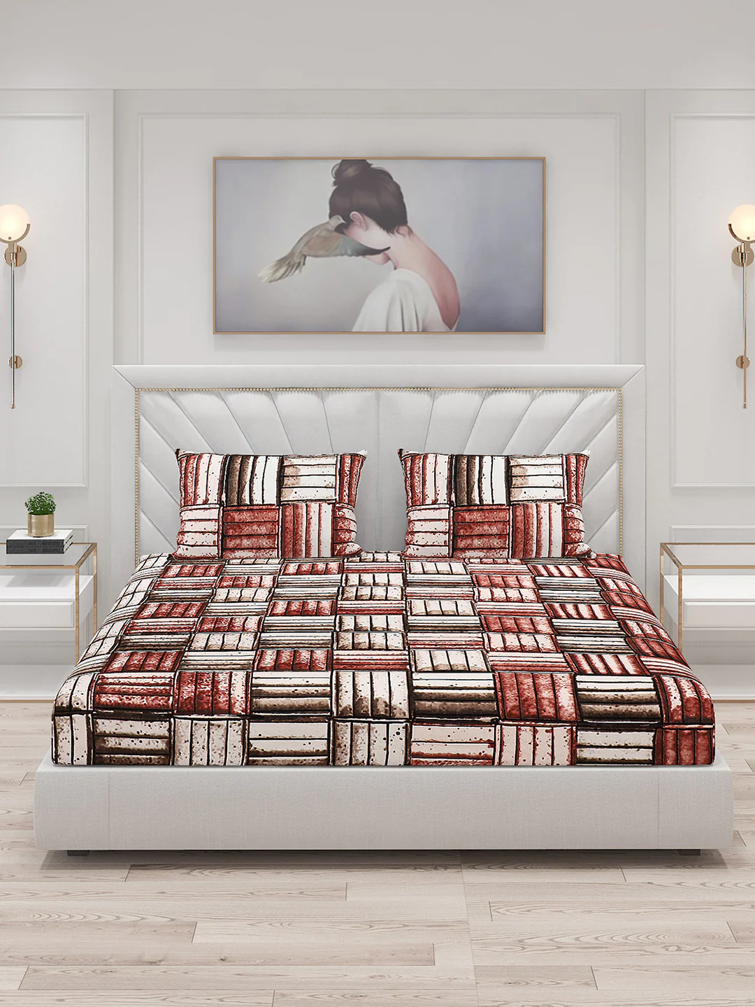 125 GSM Polyester Double Bed Bedsheet with 2 Pillow Covers - Image 3