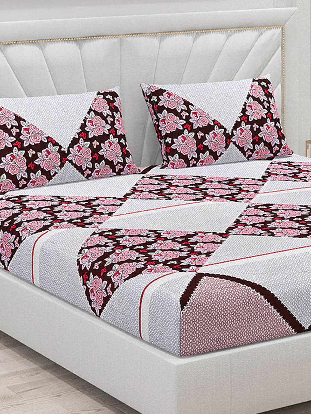125 GSM Polyester Double Bed Bedsheet with 2 Pillow Covers - Image 5
