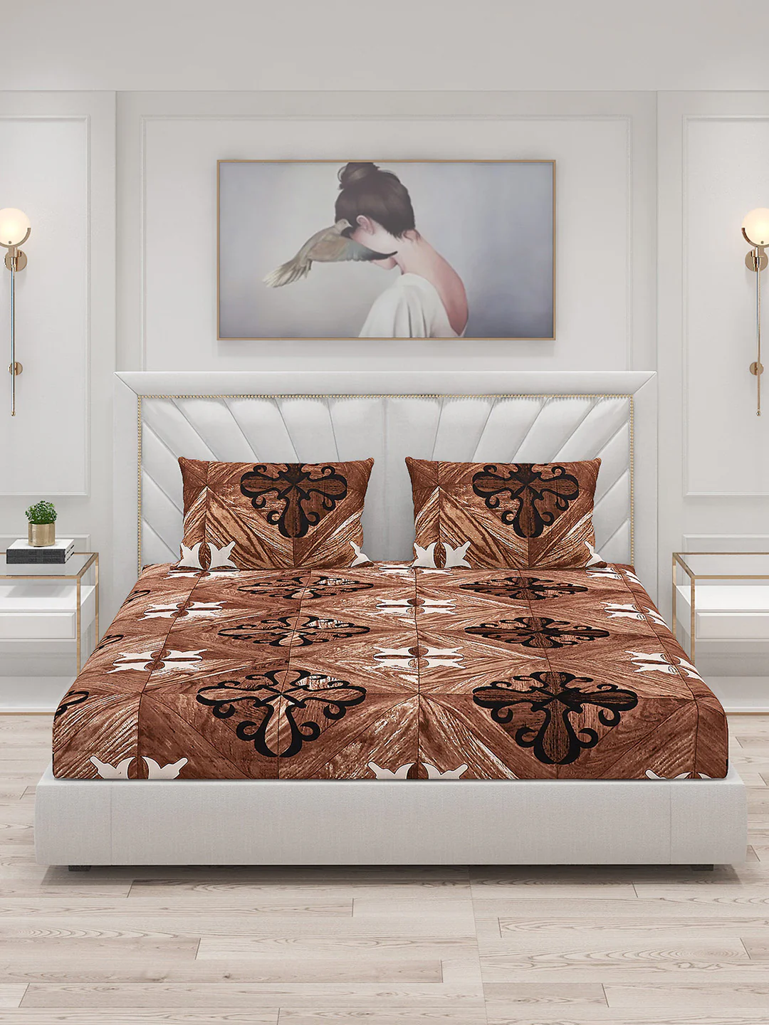 125 GSM Polyester Double Bed Bedsheet with 2 Pillow Covers - Image 3