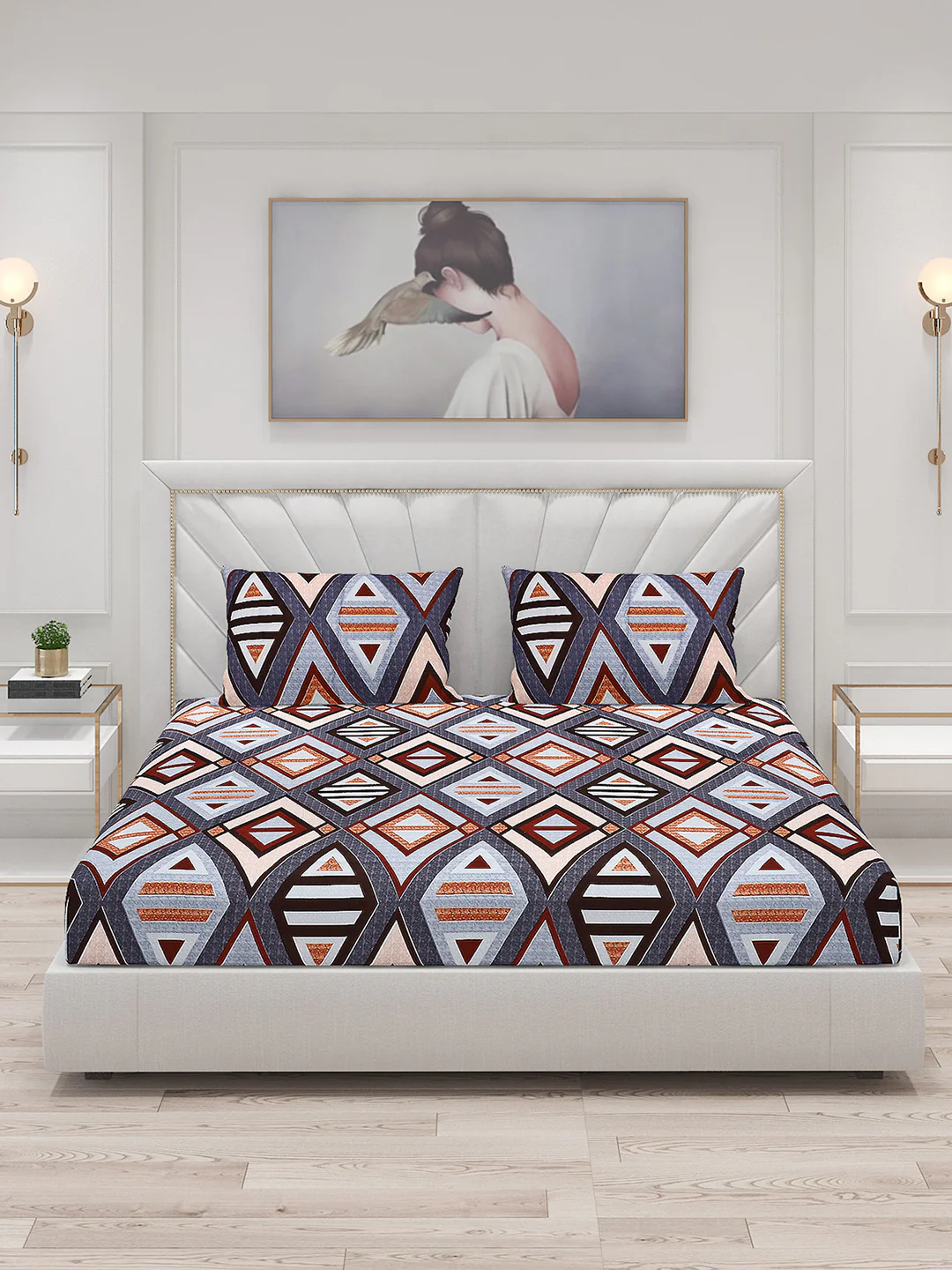 125 GSM Polyester Double Bed Bedsheet with 2 Pillow Covers - Image 3