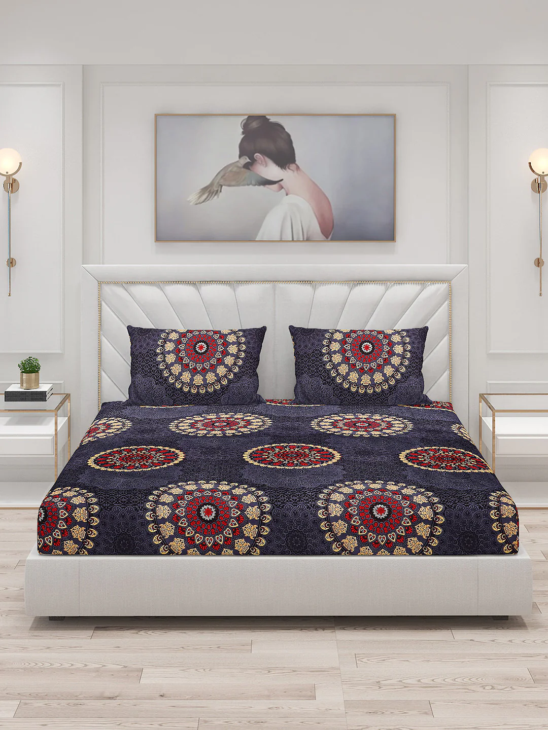 125 GSM Polyester Double Bed Bedsheet with 2 Pillow Covers - Image 3