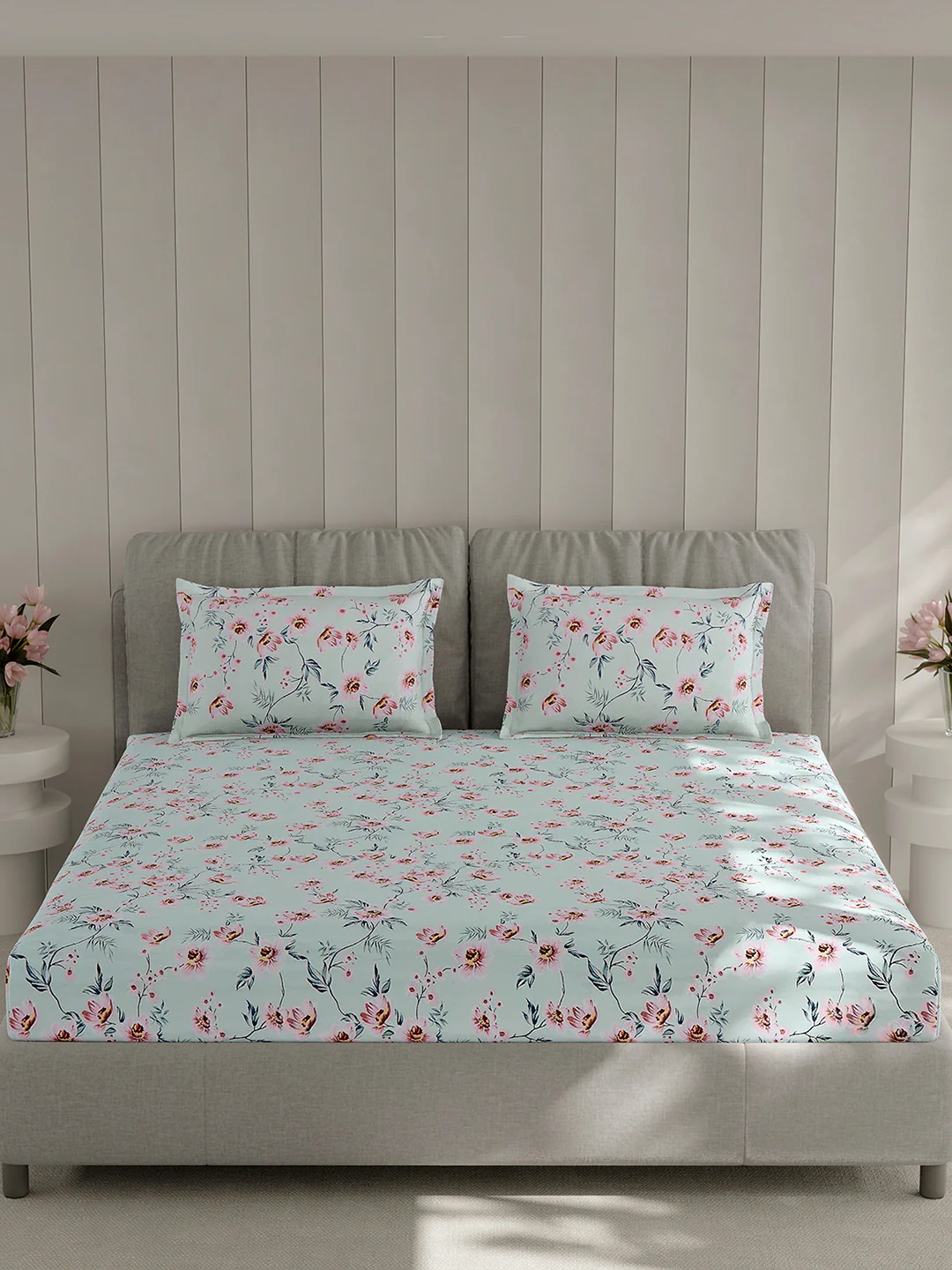 130 GSM Polyester Double Bed 1 Bedsheet with 2 Pillow Covers (Fashnik) - Image 3