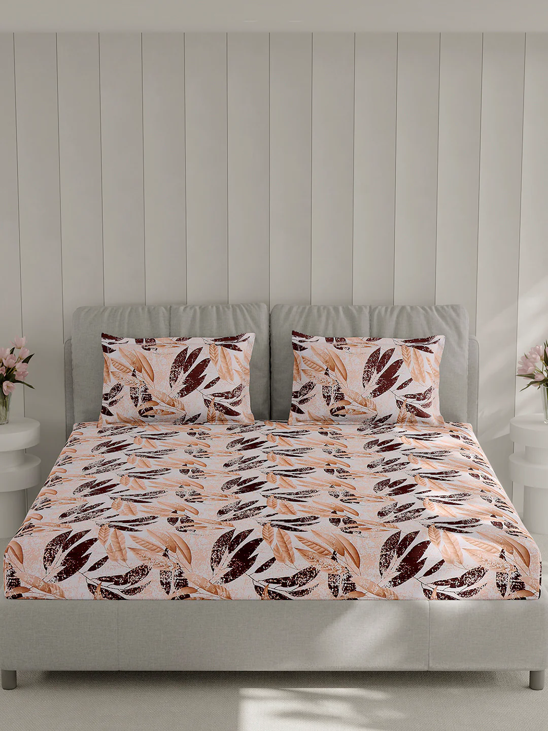 130 GSM Polyester Double Bed 1 Bedsheet with 2 Pillow Covers (Fashnik) - Image 3