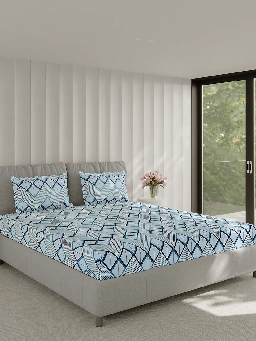 130 GSM Polyester Double Bed 1 Bedsheet with 2 Pillow Covers (Fashnik) - Image 4
