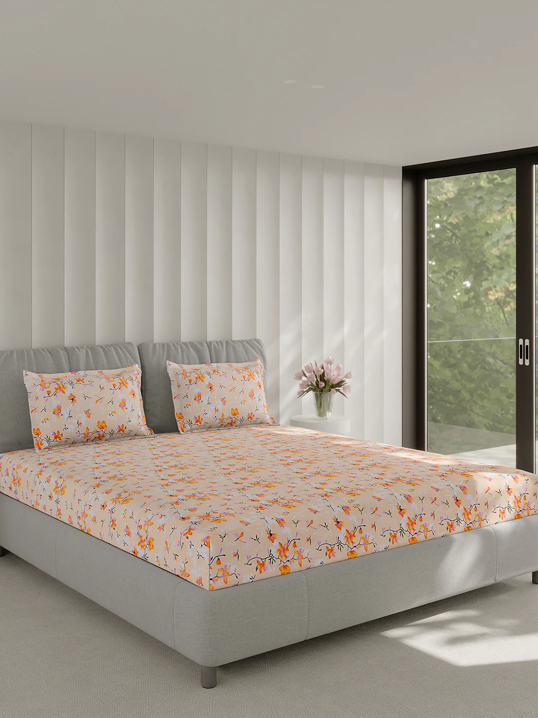 130 GSM Polyester Double Bed 1 Bedsheet with 2 Pillow Covers (Fashnik) - Image 4