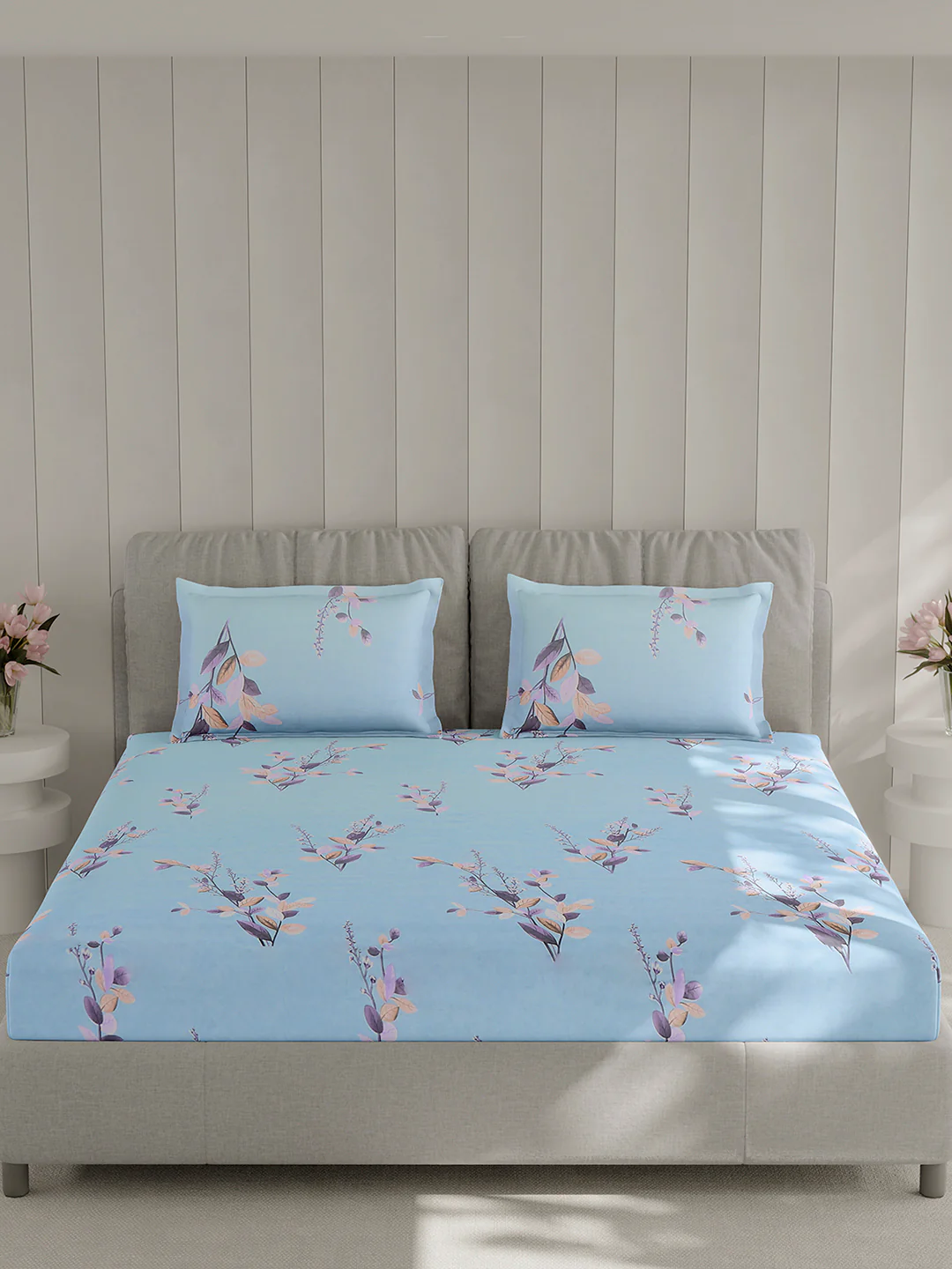 130 GSM Polyester Double Bed 1 Bedsheet with 2 Pillow Covers (Fashnik) - Image 3