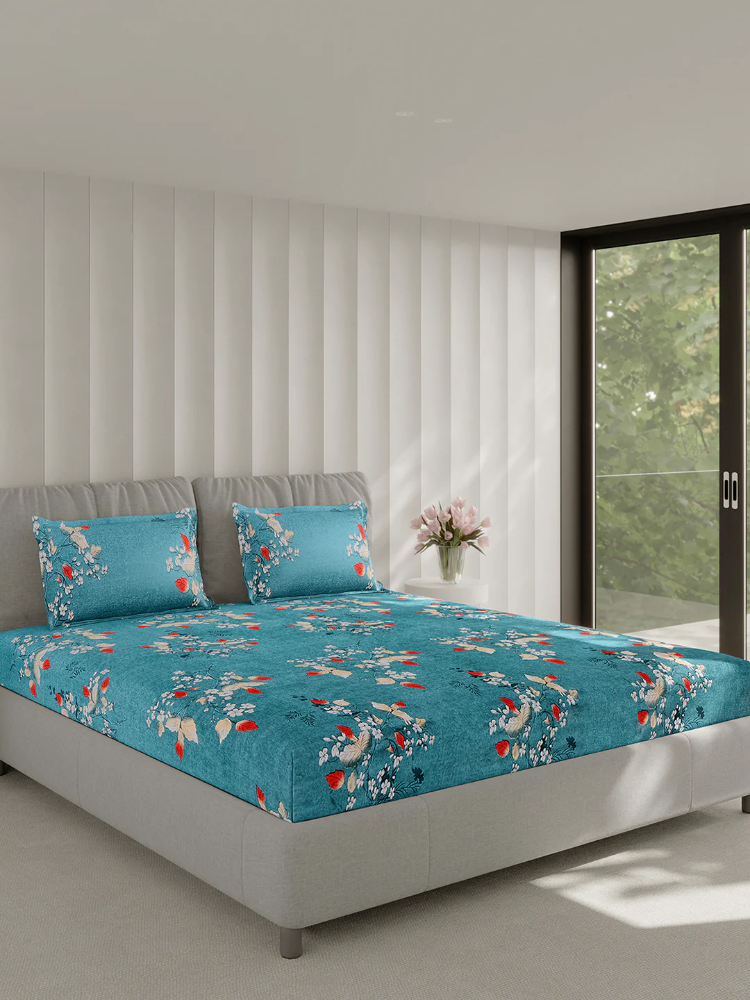 130 GSM Polyester Double Bed 1 Bedsheet with 2 Pillow Covers (Fashnik) - Image 4