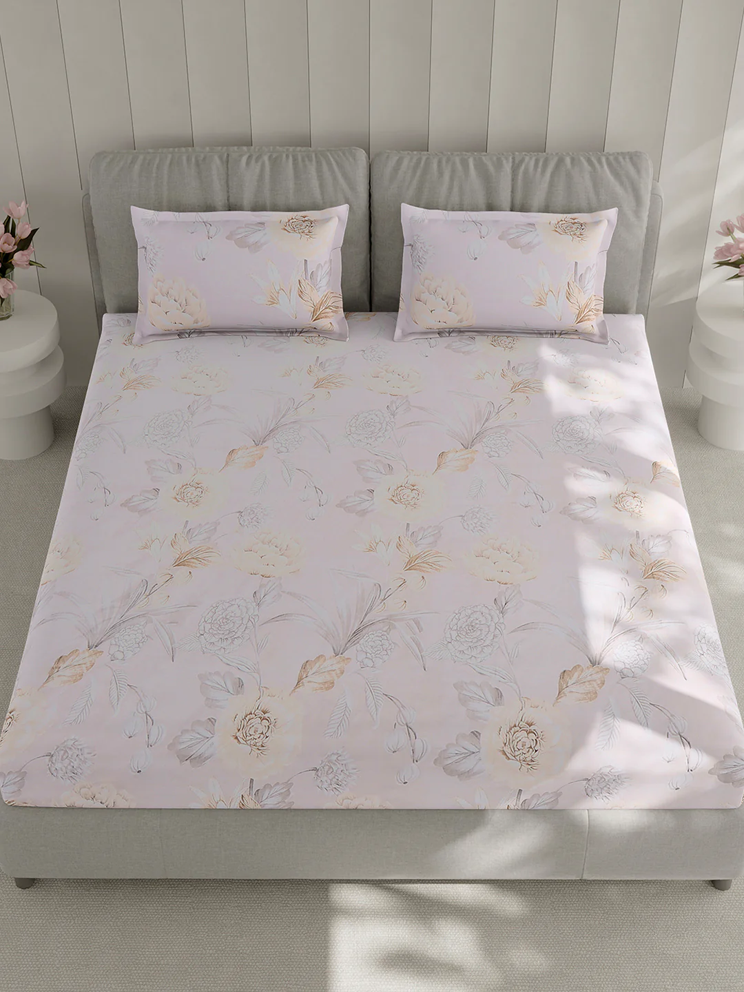 130 GSM Polyester Double Bed 1 Bedsheet with 2 Pillow Covers (Fashnik) - Image 2