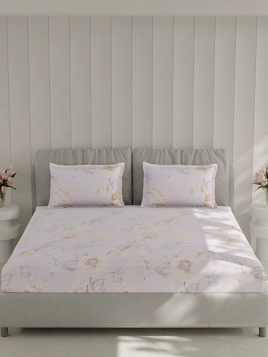 130 GSM Polyester Double Bed 1 Bedsheet with 2 Pillow Covers (Fashnik) - Image 3