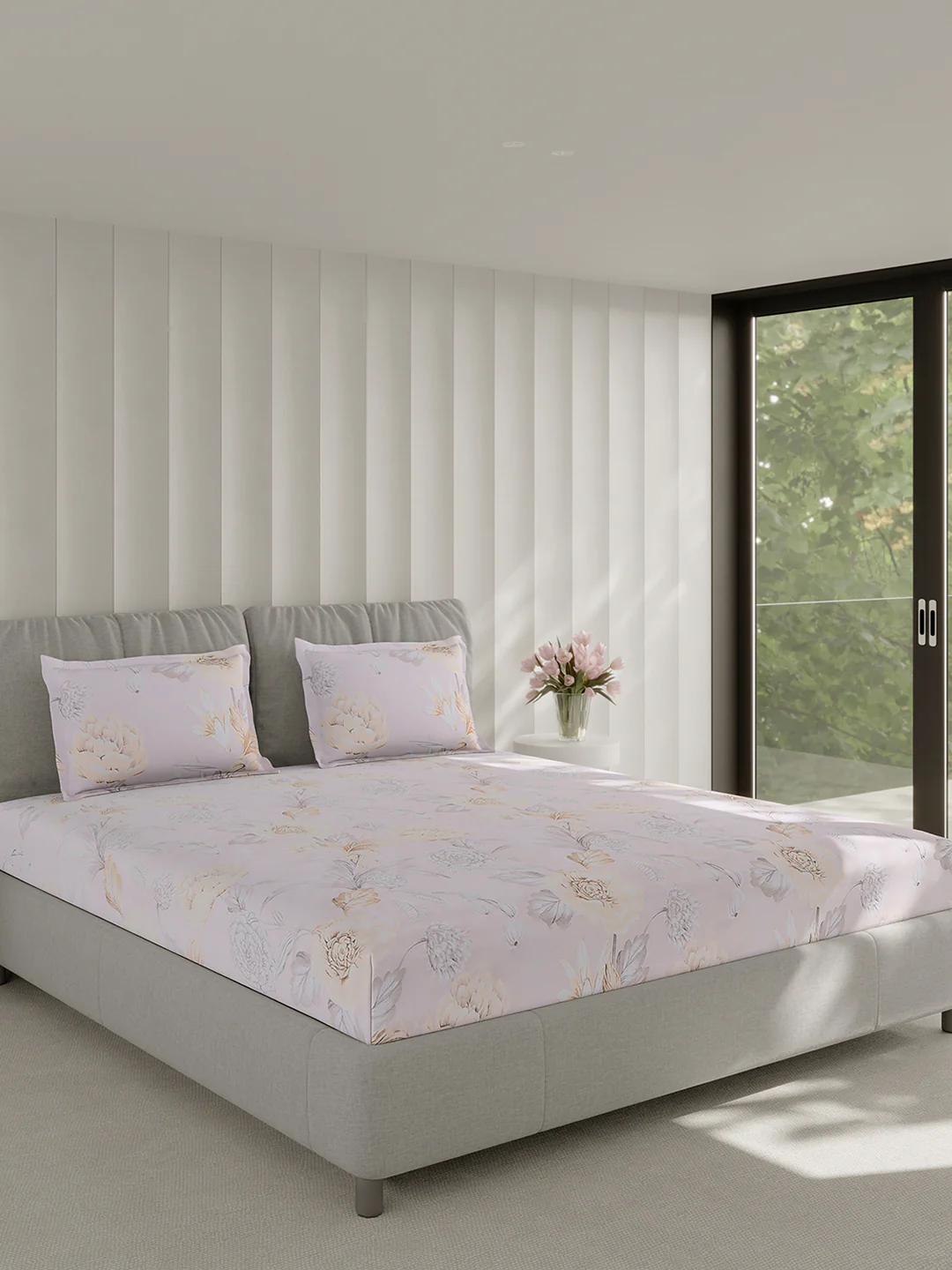 130 GSM Polyester Double Bed 1 Bedsheet with 2 Pillow Covers (Fashnik) - Image 4