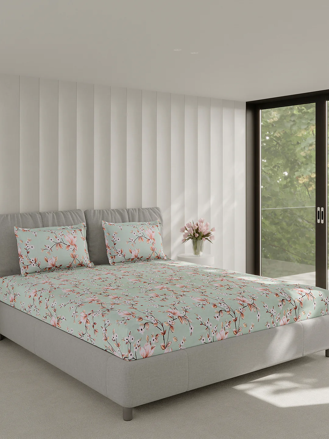 130 GSM Polyester Double Bed 1 Bedsheet with 2 Pillow Covers (Fashnik) - Image 4