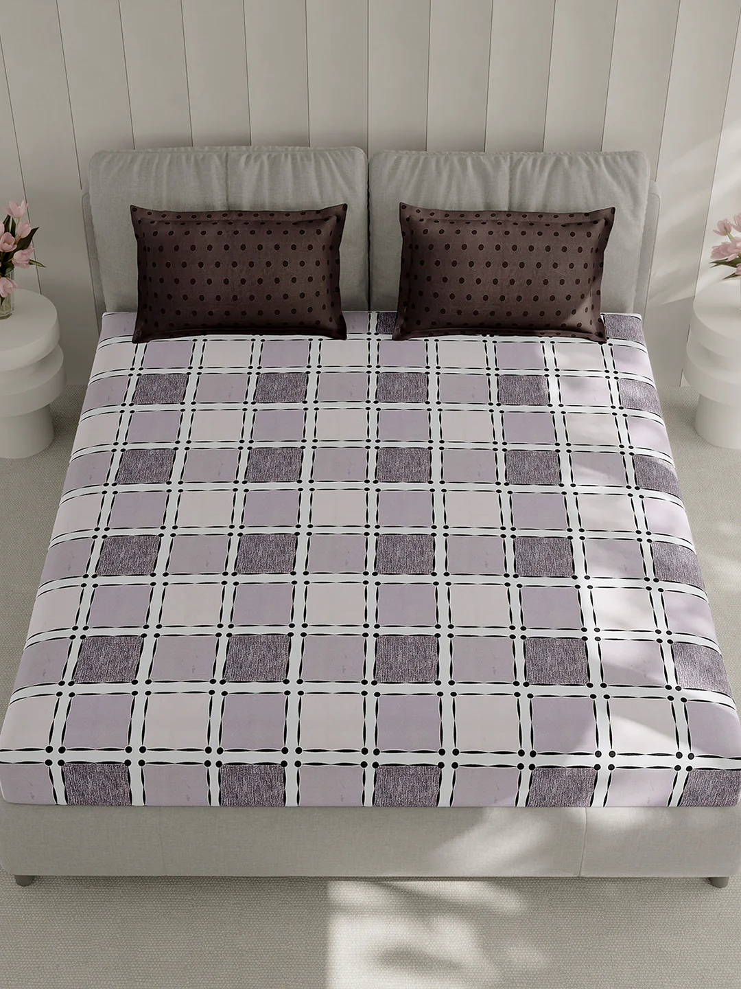 130 GSM Polyester Double Bed 1 Bedsheet with 2 Pillow Covers (Immortal) - Image 2