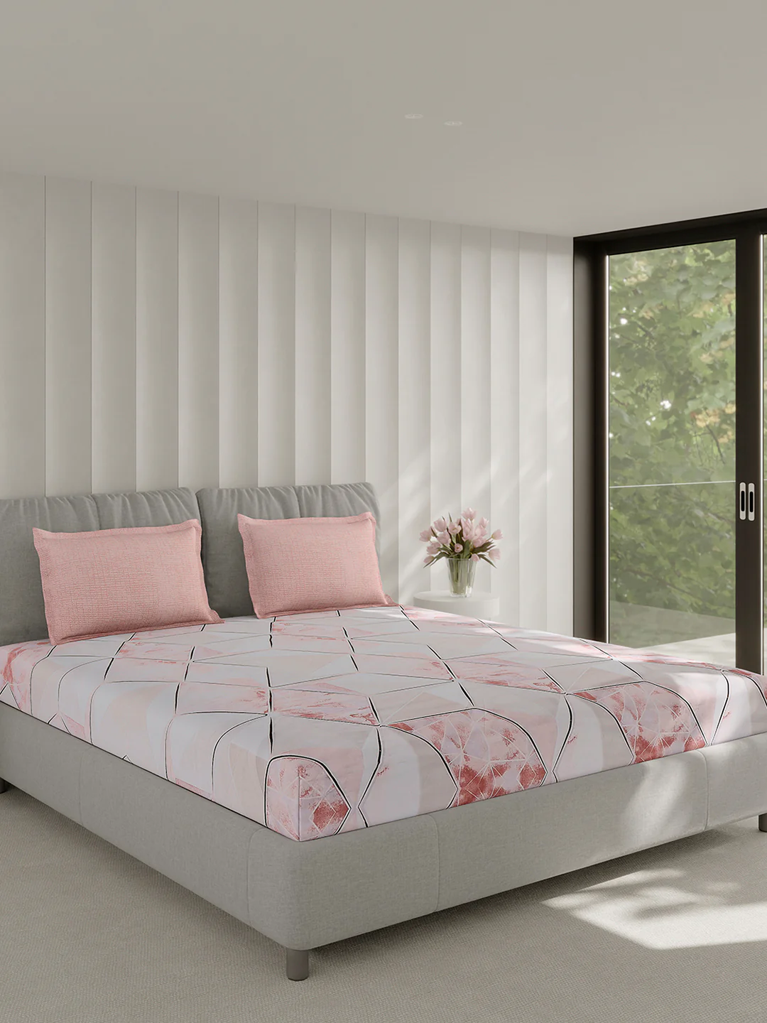 130 GSM Polyester Double Bed 1 Bedsheet with 2 Pillow Covers (Immortal) - Image 4