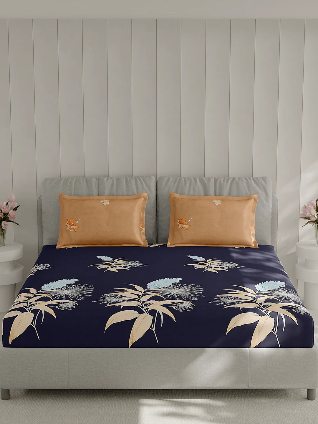 130 GSM Polyester Double Bed 1 Bedsheet with 2 Pillow Covers (Immortal) - Image 3