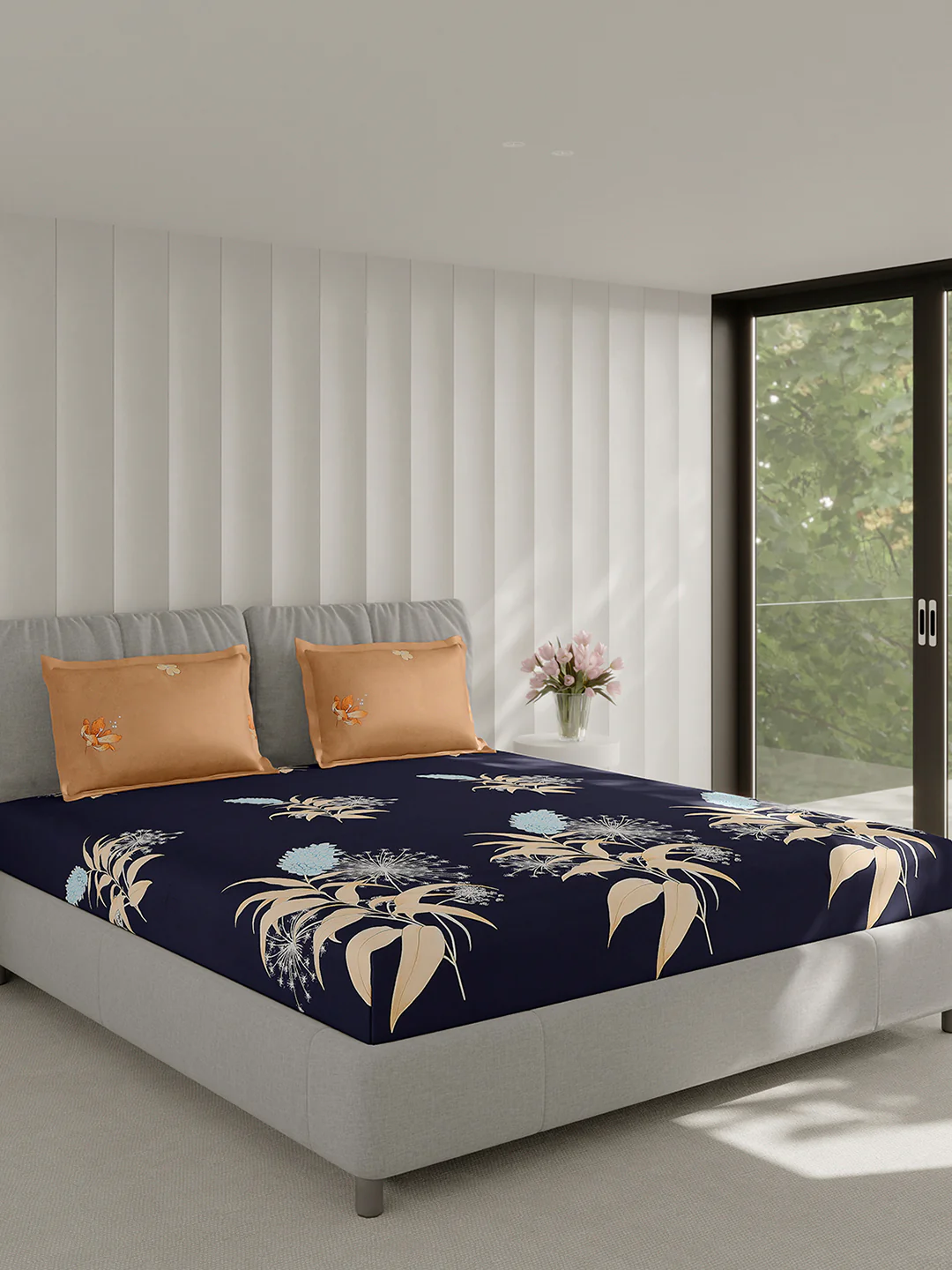 130 GSM Polyester Double Bed 1 Bedsheet with 2 Pillow Covers (Immortal) - Image 4