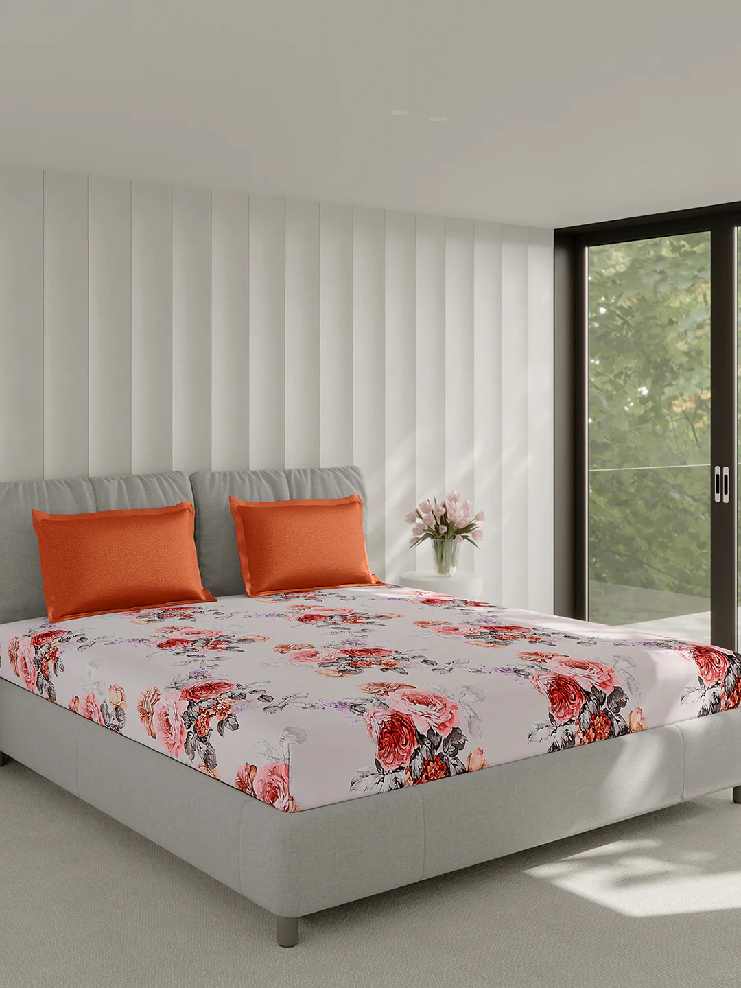 130 GSM Polyester Double Bed 1 Bedsheet with 2 Pillow Covers (Immortal) - Image 4