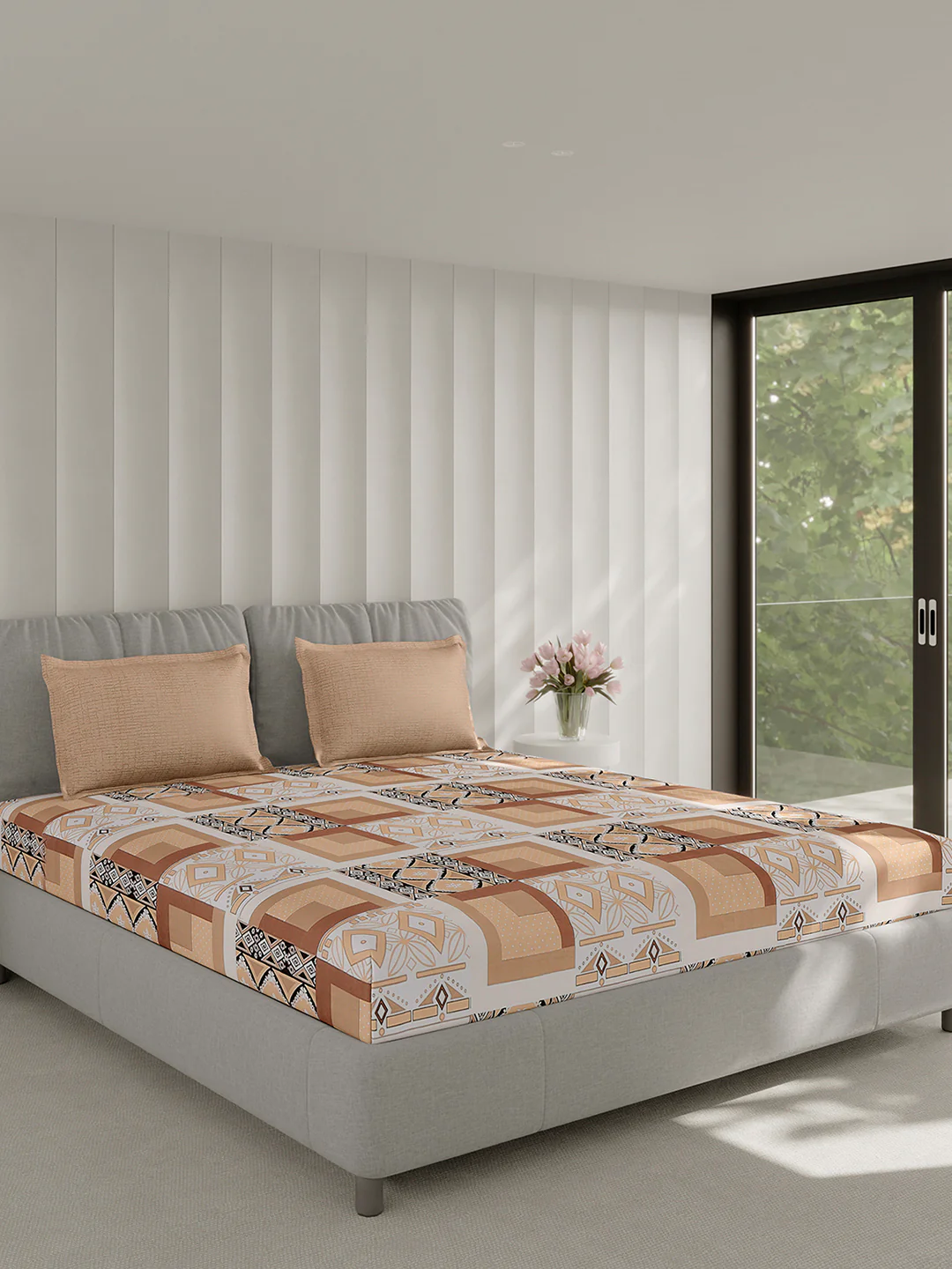 130 GSM Polyester Double Bed 1 Bedsheet with 2 Pillow Covers (Immortal) - Image 4