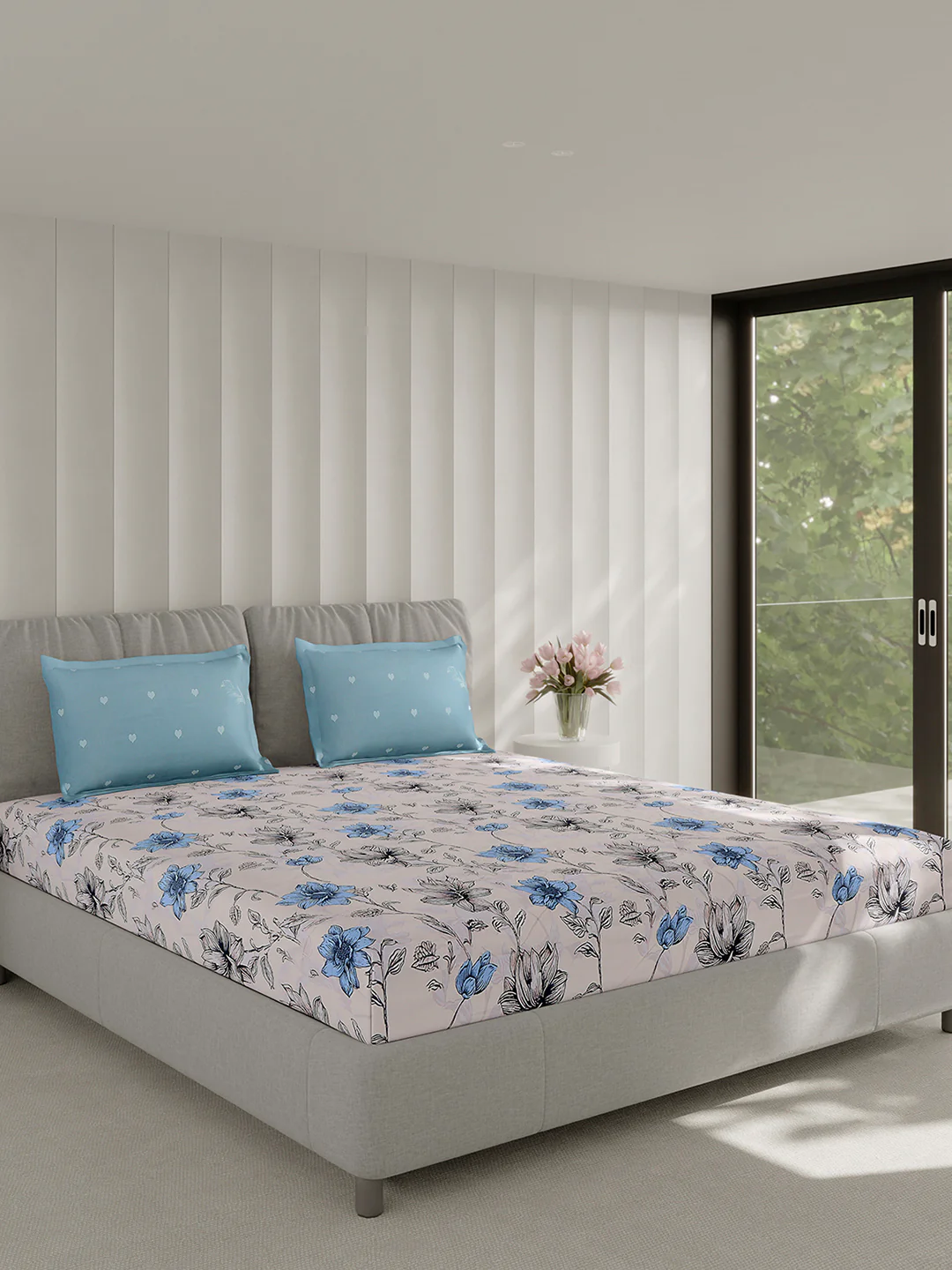 130 GSM Polyester Double Bed 1 Bedsheet with 2 Pillow Covers (Immortal) - Image 4