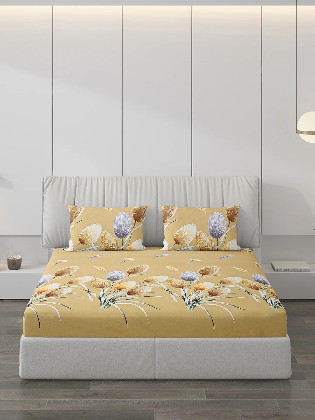 130 GSM Polyester Double Bed Bedsheet with 2 Pillow Covers - Image 3