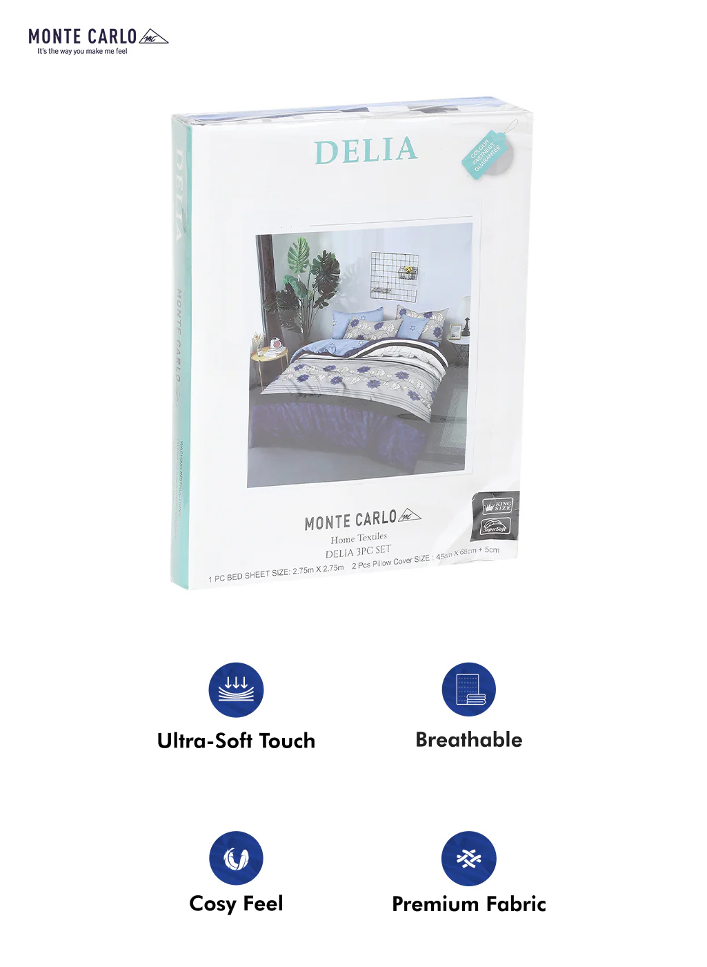 130 GSM Polyester Double Bed Bedsheet with 2 Pillow Covers - Image 10