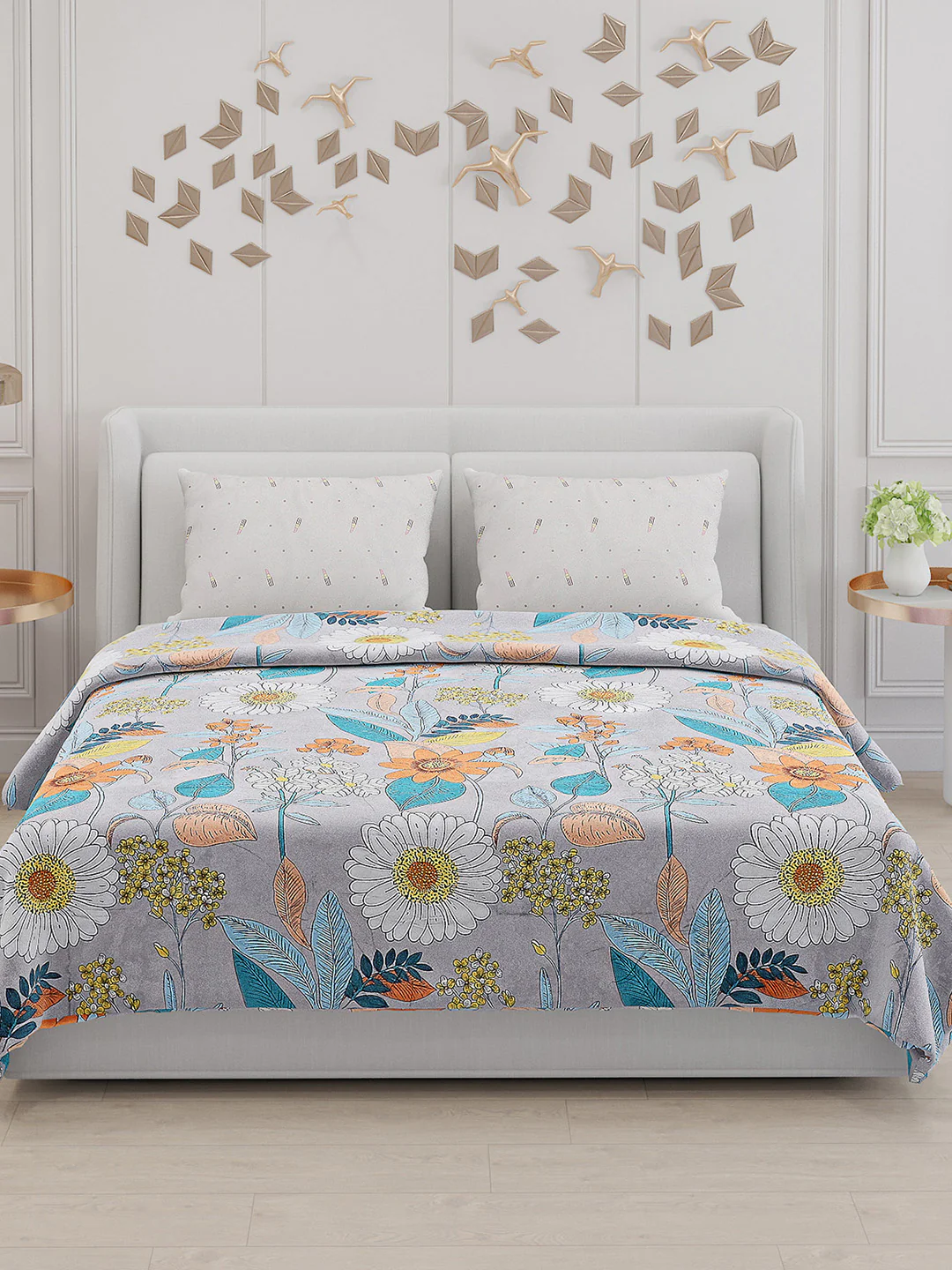 130 GSM Polyester Double Bed Bedsheet with 2 Pillow Covers - Image 3