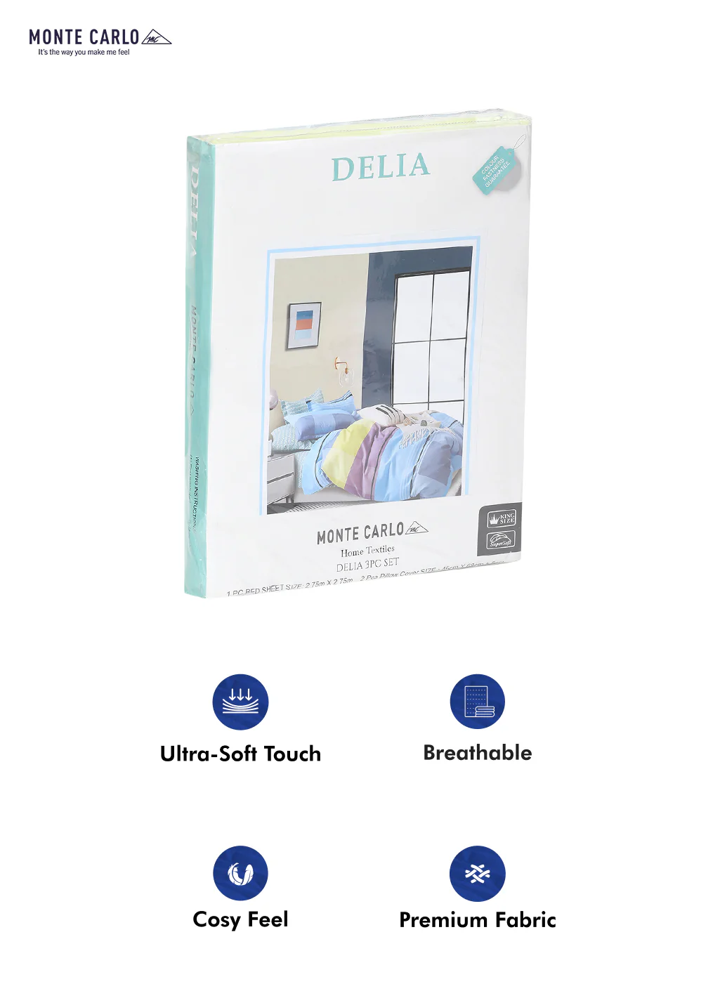 130 GSM Polyester Double Bed Bedsheet with 2 Pillow Covers - Image 10