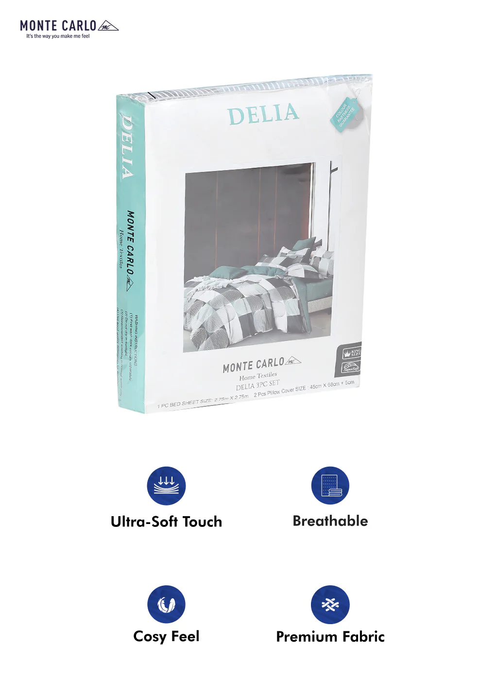 130 GSM Polyester Double Bed Bedsheet with 2 Pillow Covers - Image 10