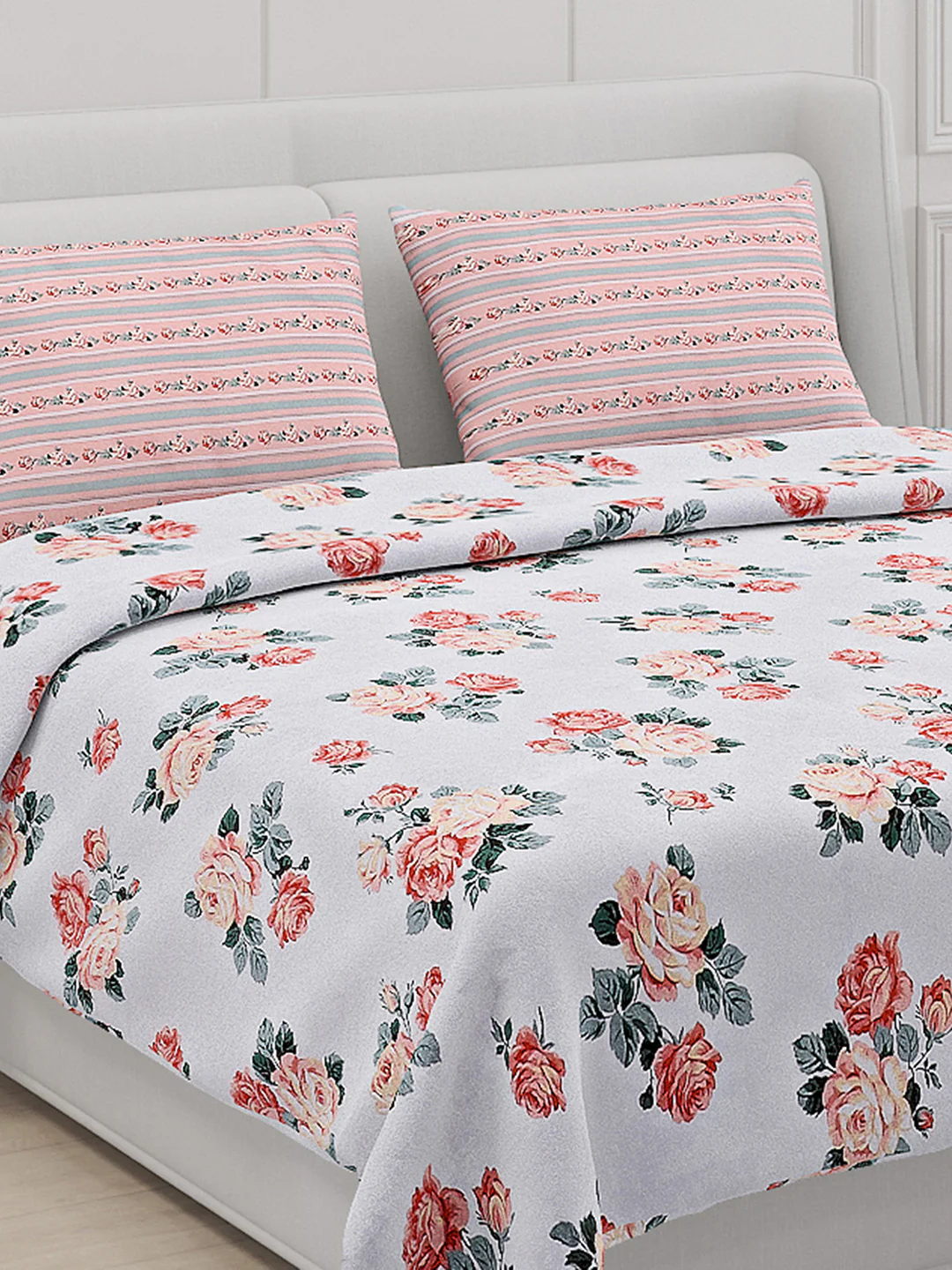 130 GSM Polyester Double Bed Bedsheet with 2 Pillow Covers - Image 5