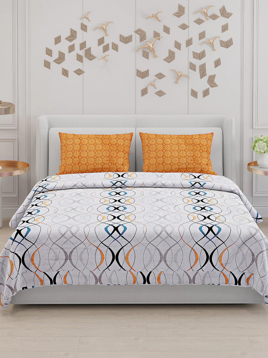 130 GSM Polyester Double Bed Bedsheet with 2 Pillow Covers - Image 3