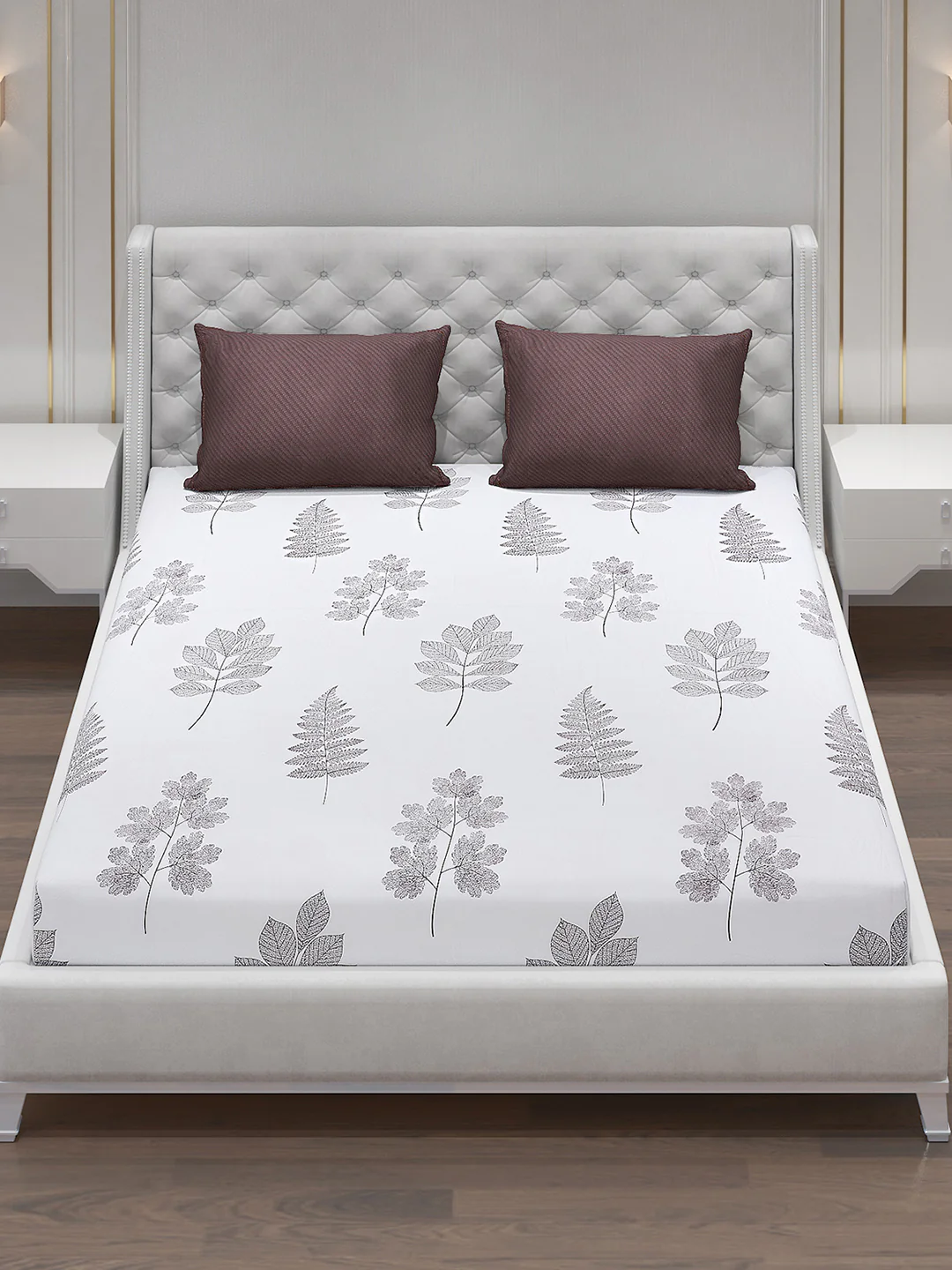 130 GSM Polyester Double Bed Bedsheet with 2 Pillow Covers - Image 2