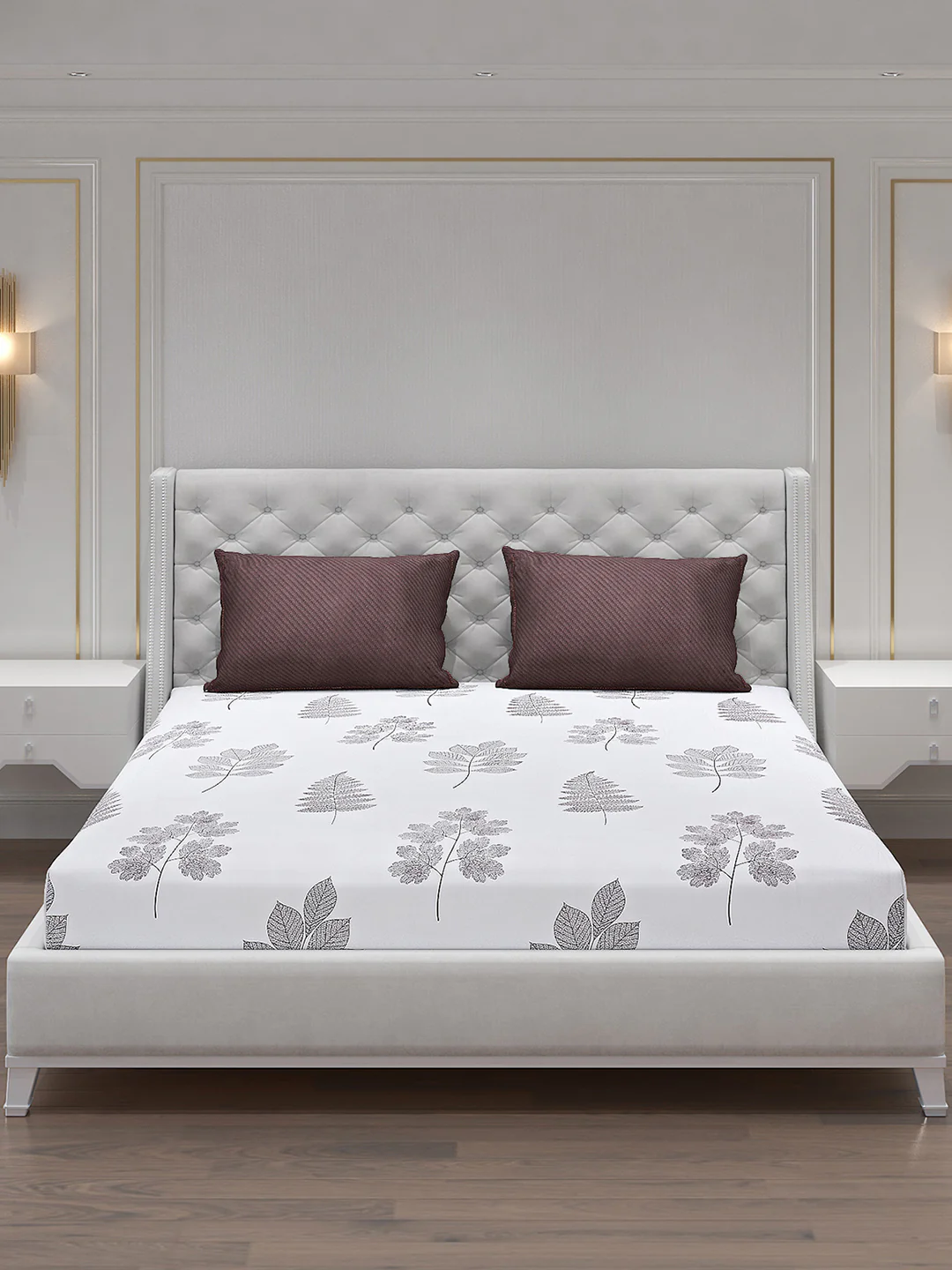 130 GSM Polyester Double Bed Bedsheet with 2 Pillow Covers - Image 3