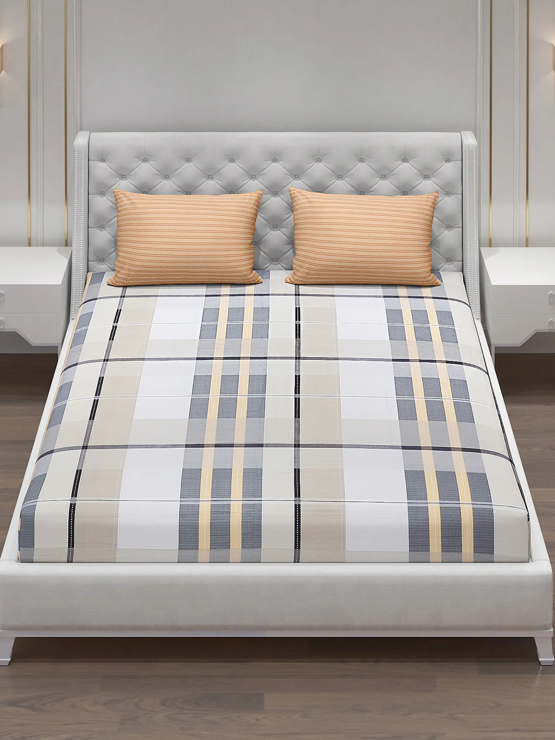 130 GSM Polyester Double Bed Bedsheet with 2 Pillow Covers - Image 2