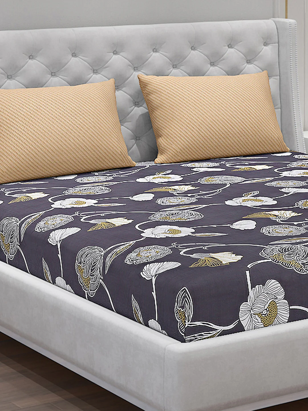 130 GSM Polyester Double Bed Bedsheet with 2 Pillow Covers - Image 5