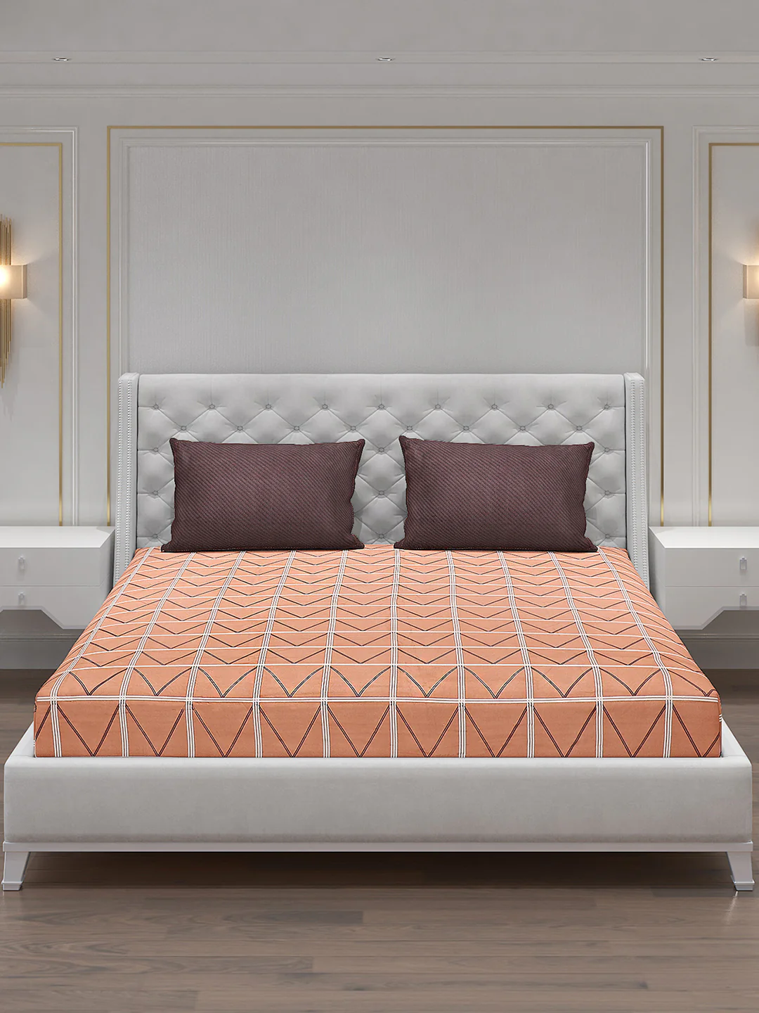 130 GSM Polyester Double Bed Bedsheet with 2 Pillow Covers - Image 4