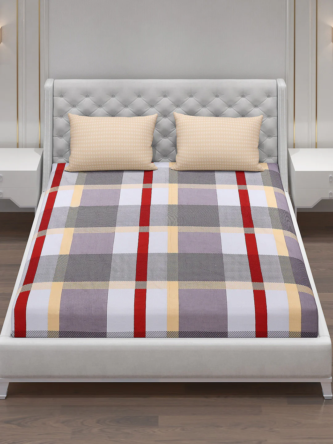 130 GSM Polyester Double Bed Bedsheet with 2 Pillow Covers - Image 2