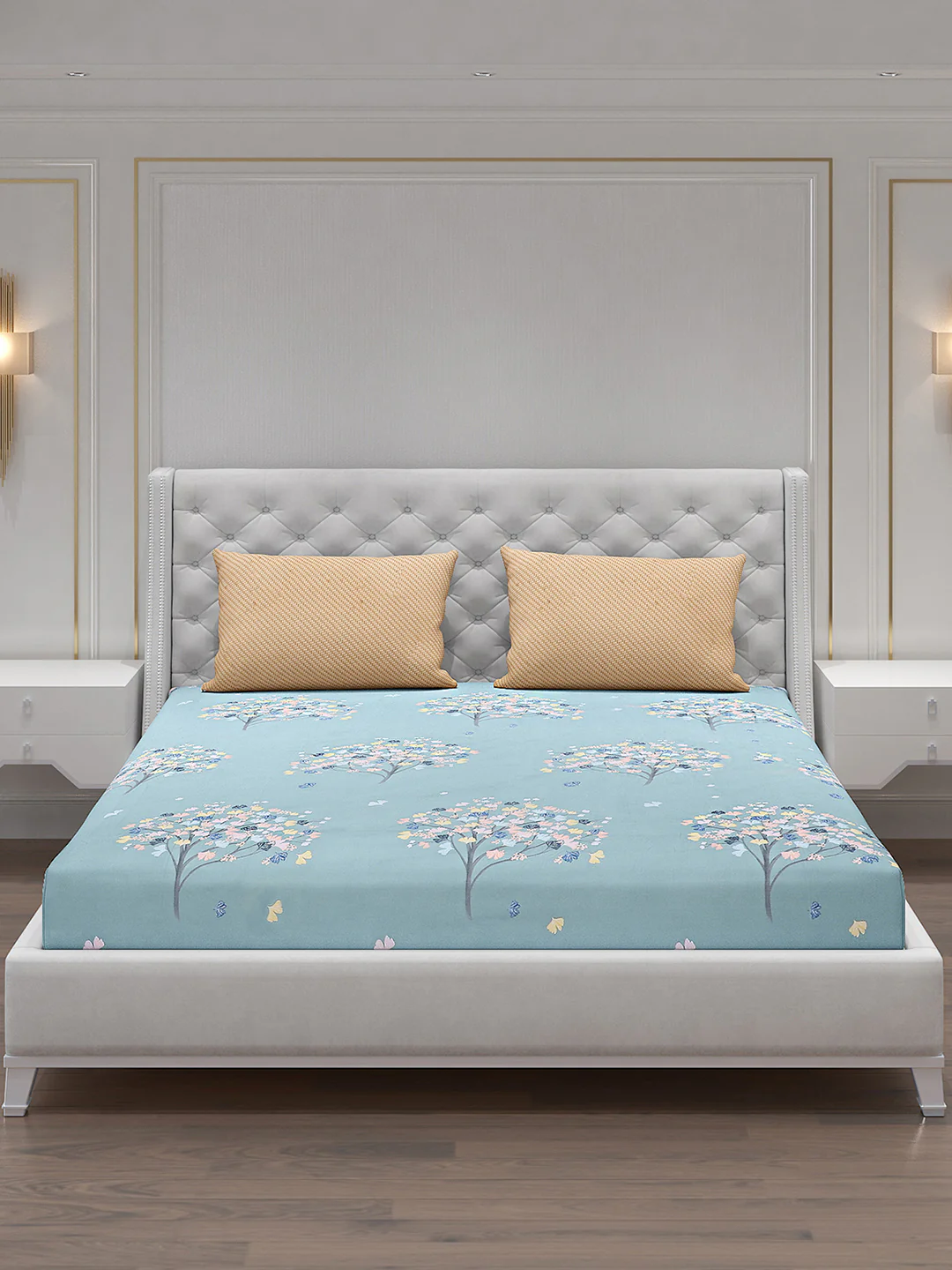 130 GSM Polyester Double Bed Bedsheet with 2 Pillow Covers - Image 3