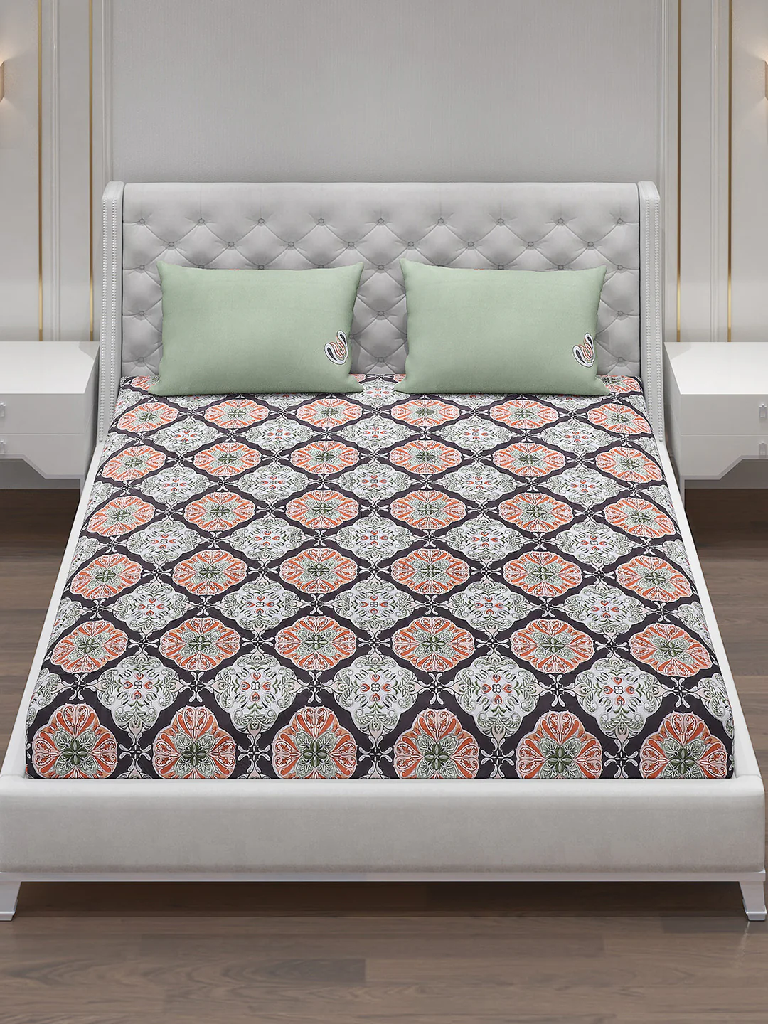 130 GSM Polyester Double Bed Bedsheet with 2 Pillow Covers - Image 2