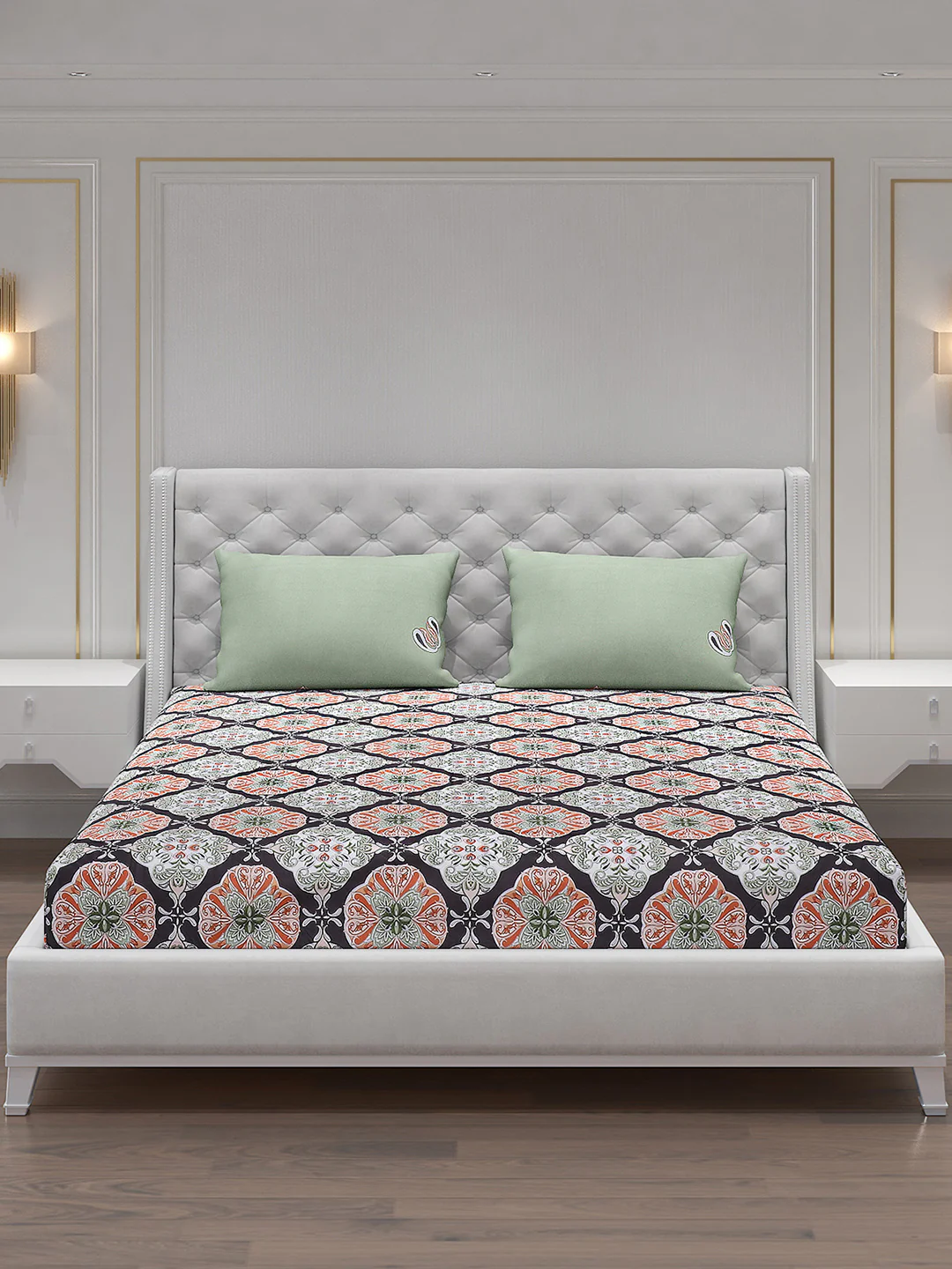 130 GSM Polyester Double Bed Bedsheet with 2 Pillow Covers - Image 3