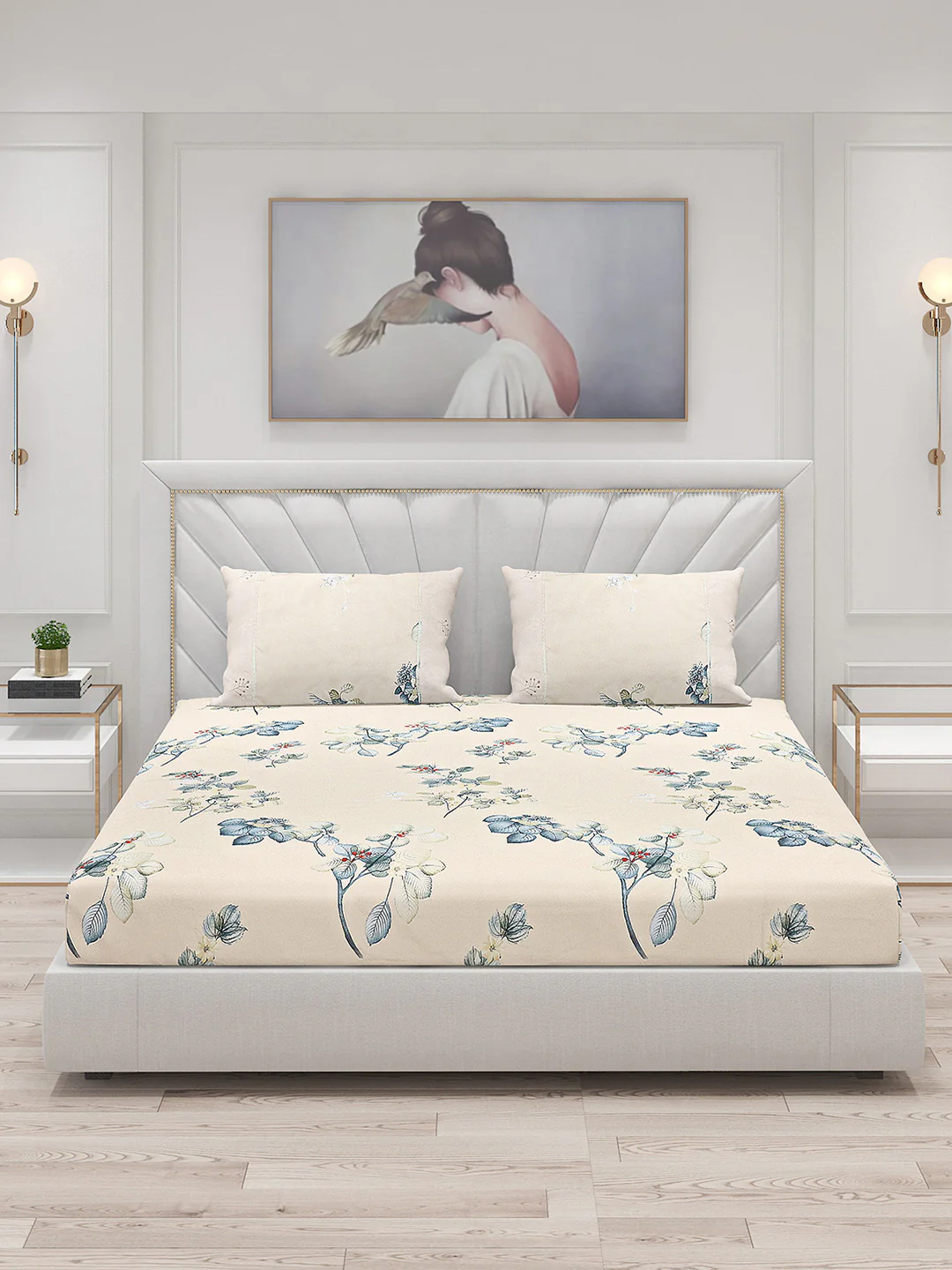 130 GSM Polyester Double Bed Bedsheet with 2 Pillow Covers - Image 3