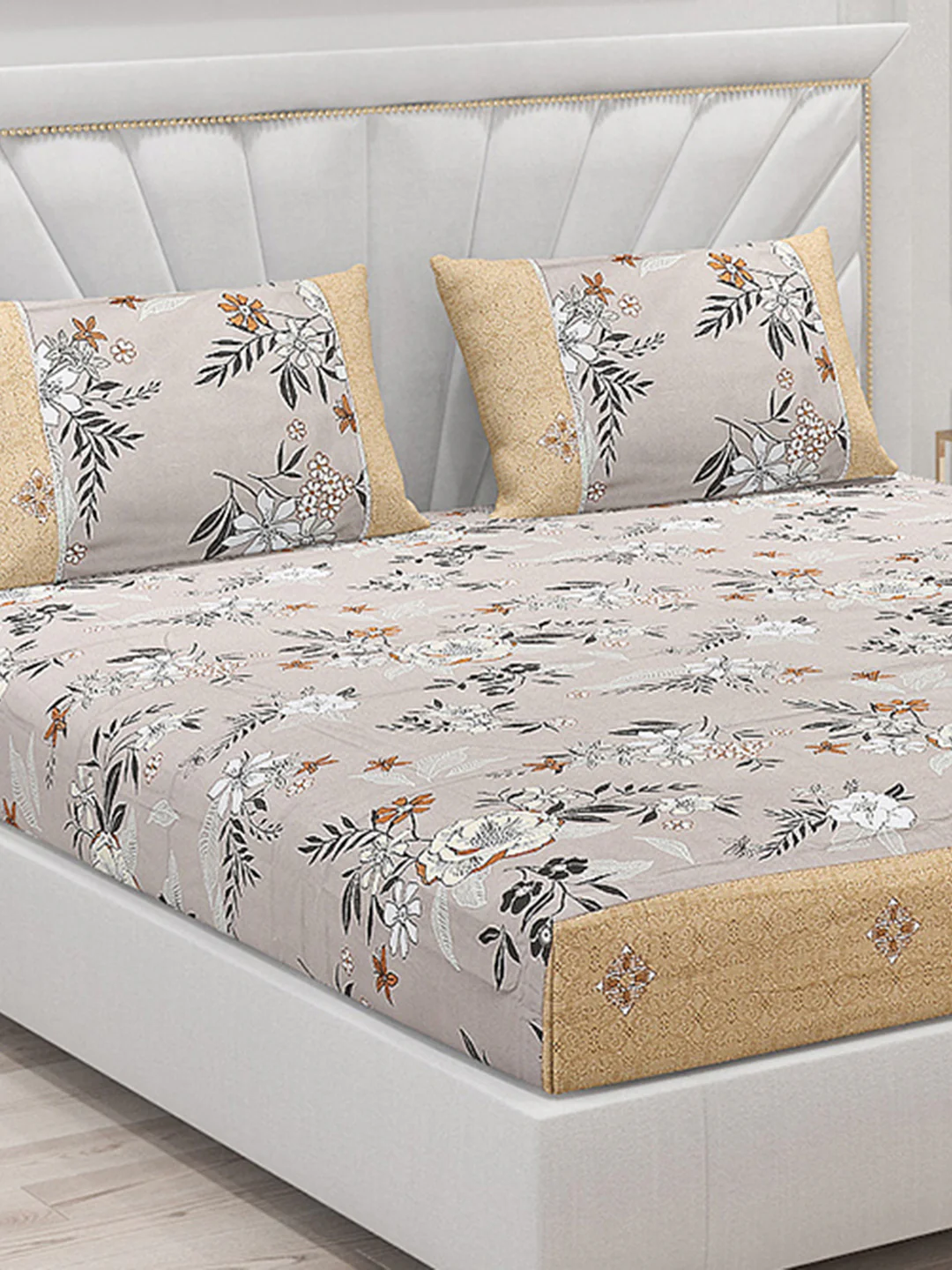 130 GSM Polyester Double Bed Bedsheet with 2 Pillow Covers - Image 5