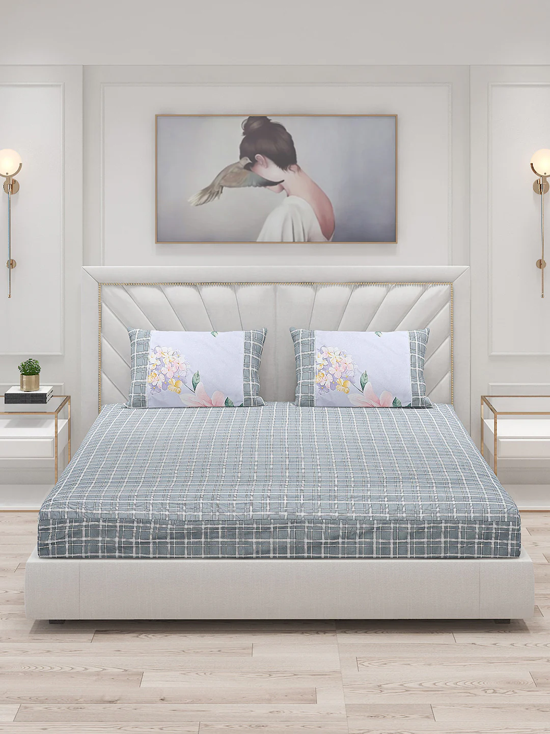 130 GSM Polyester Double Bed Bedsheet with 2 Pillow Covers - Image 3