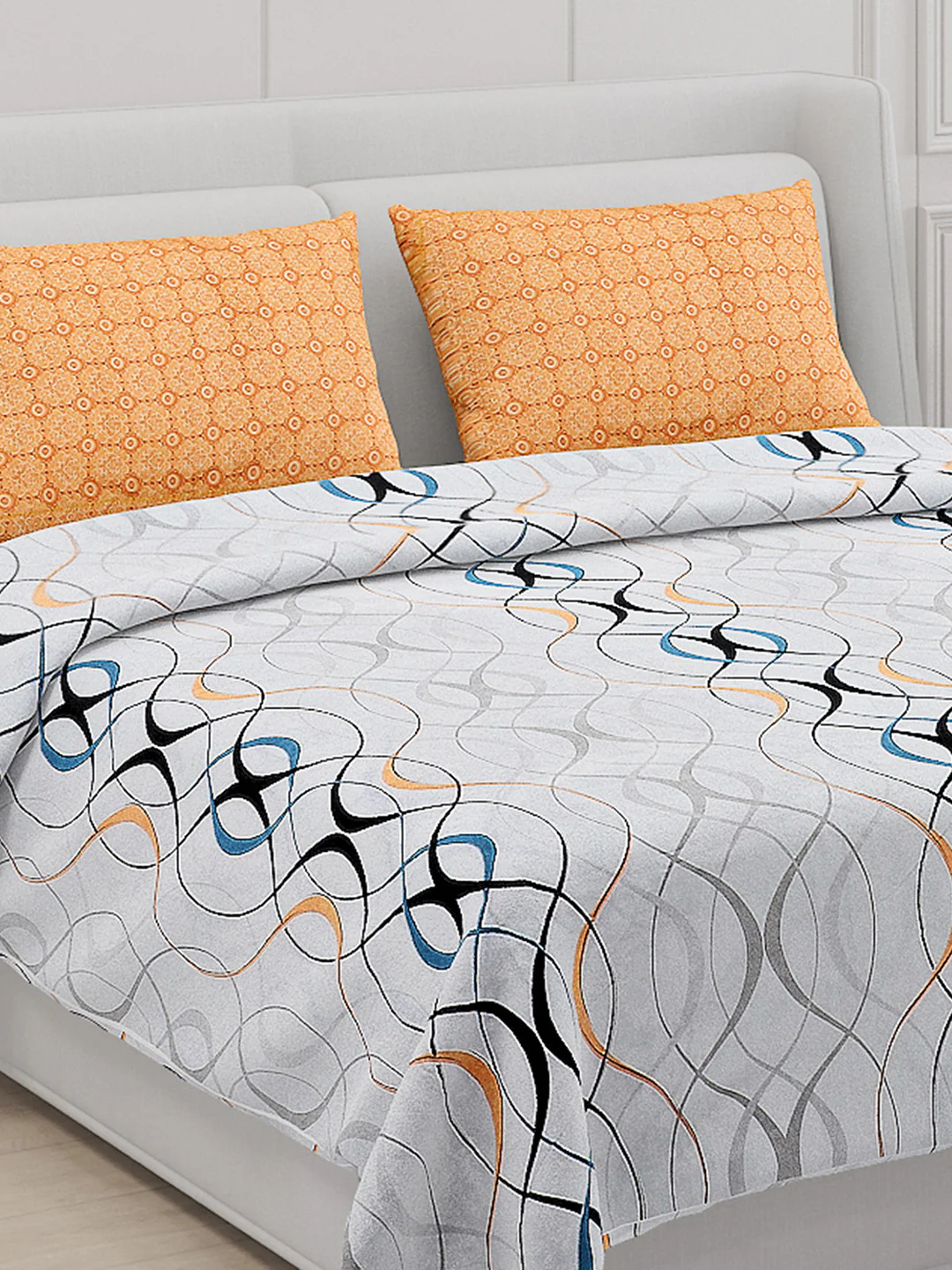 130 GSM Polyester Double Bed Bedsheet with 2 Pillow Covers - Image 5