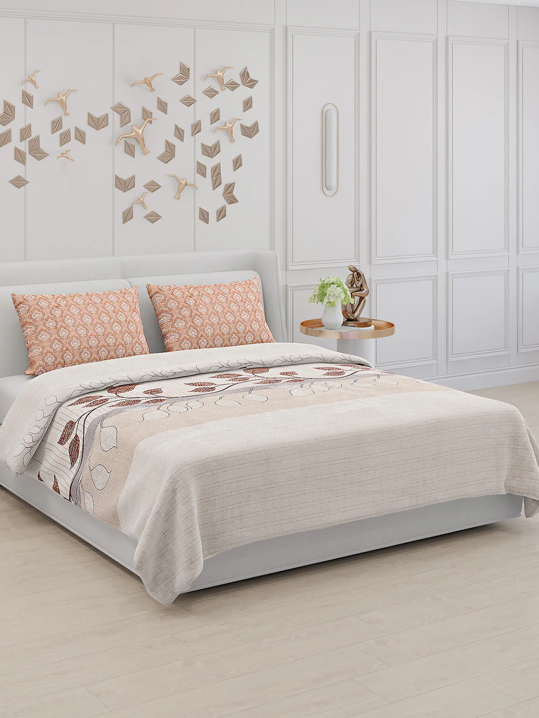 130 GSM Polyester Double Bed Bedsheet with 2 Pillow Covers - Image 2
