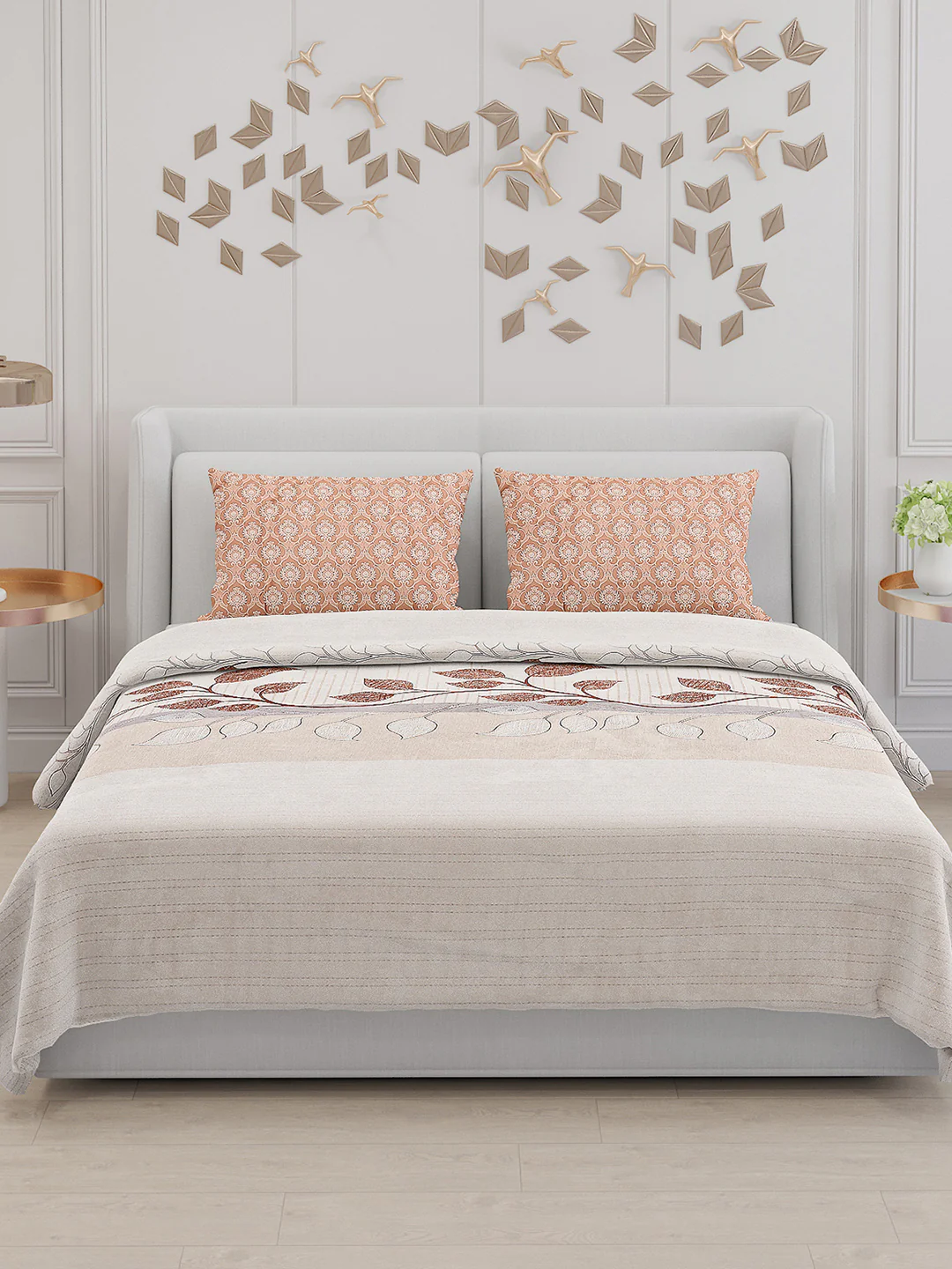 130 GSM Polyester Double Bed Bedsheet with 2 Pillow Covers - Image 4