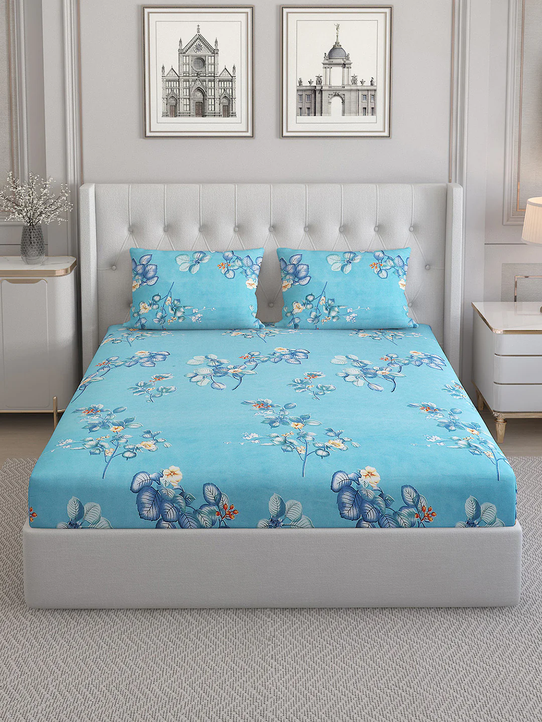 130 GSM  Polyester Double Bed Bedsheet with 2 Pillow Covers - Image 3