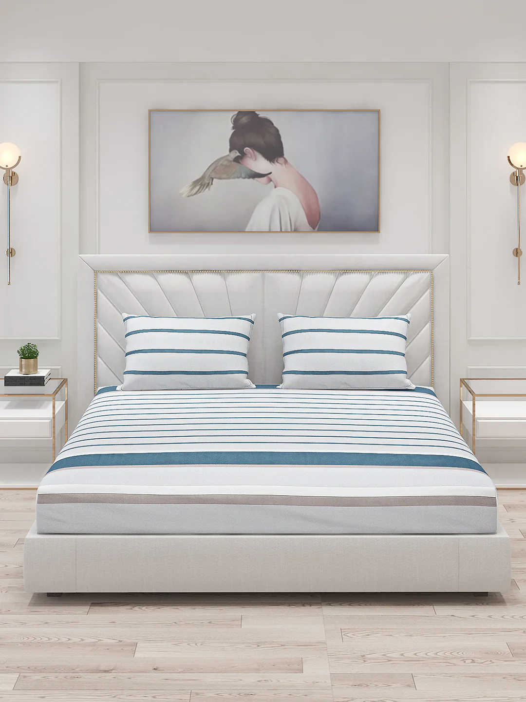 130 GSM Polyester Double Bed Bedsheet with 2 Pillow Covers - Image 2