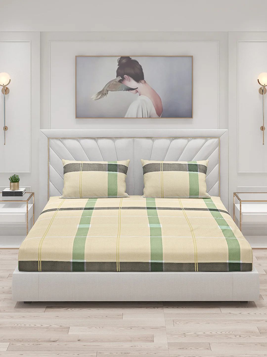 130 GSM Polyester Double Bed Bedsheet with 2 Pillow Covers - Image 3