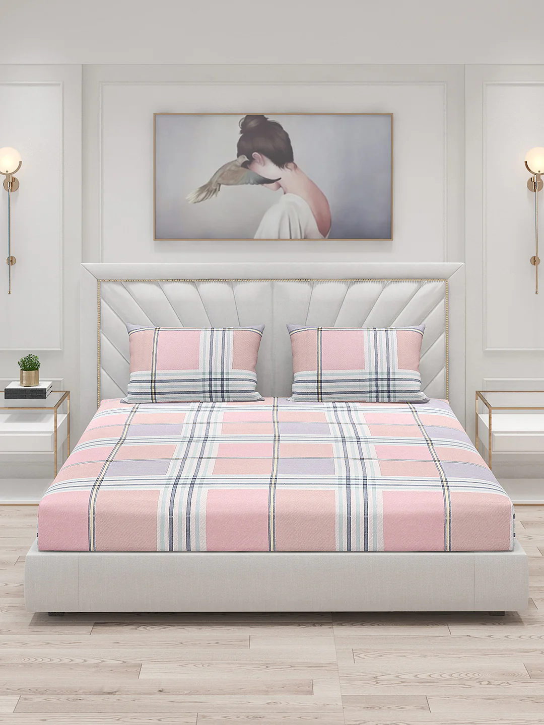 130 GSM Polyester Double Bed Bedsheet with 2 Pillow Covers - Image 3