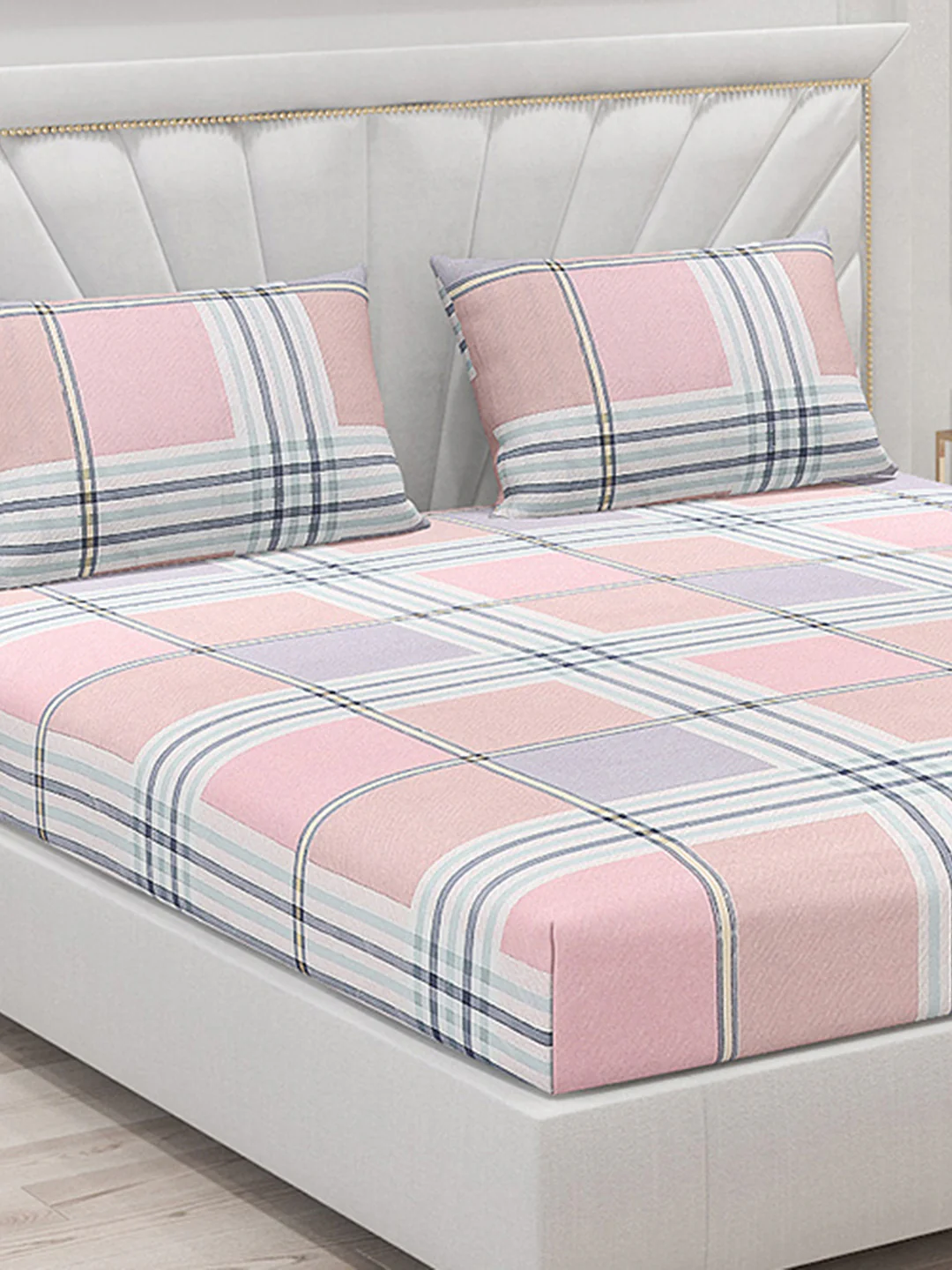 130 GSM Polyester Double Bed Bedsheet with 2 Pillow Covers - Image 5