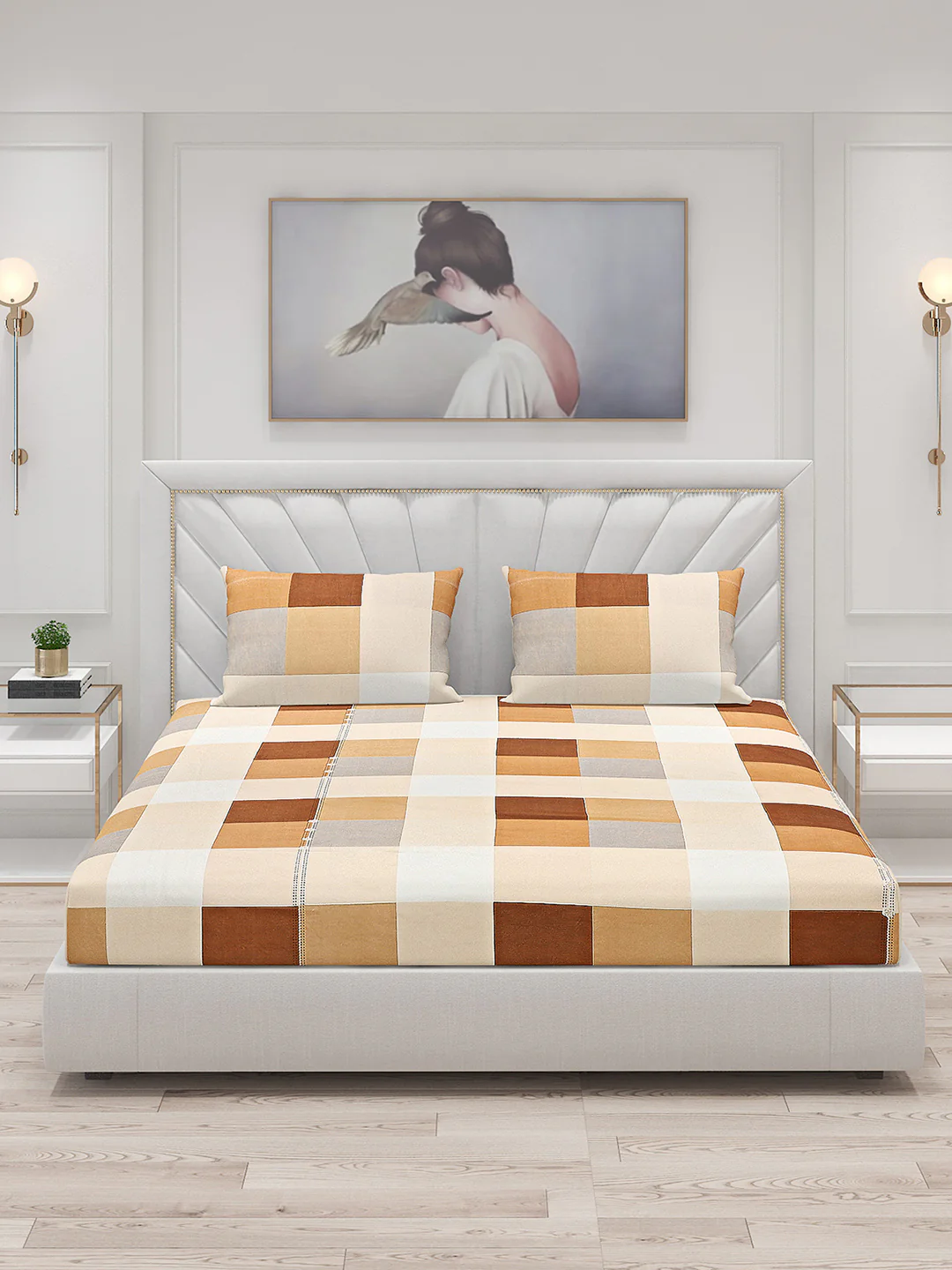 130 GSM Polyester Double Bed Bedsheet with 2 Pillow Covers - Image 3